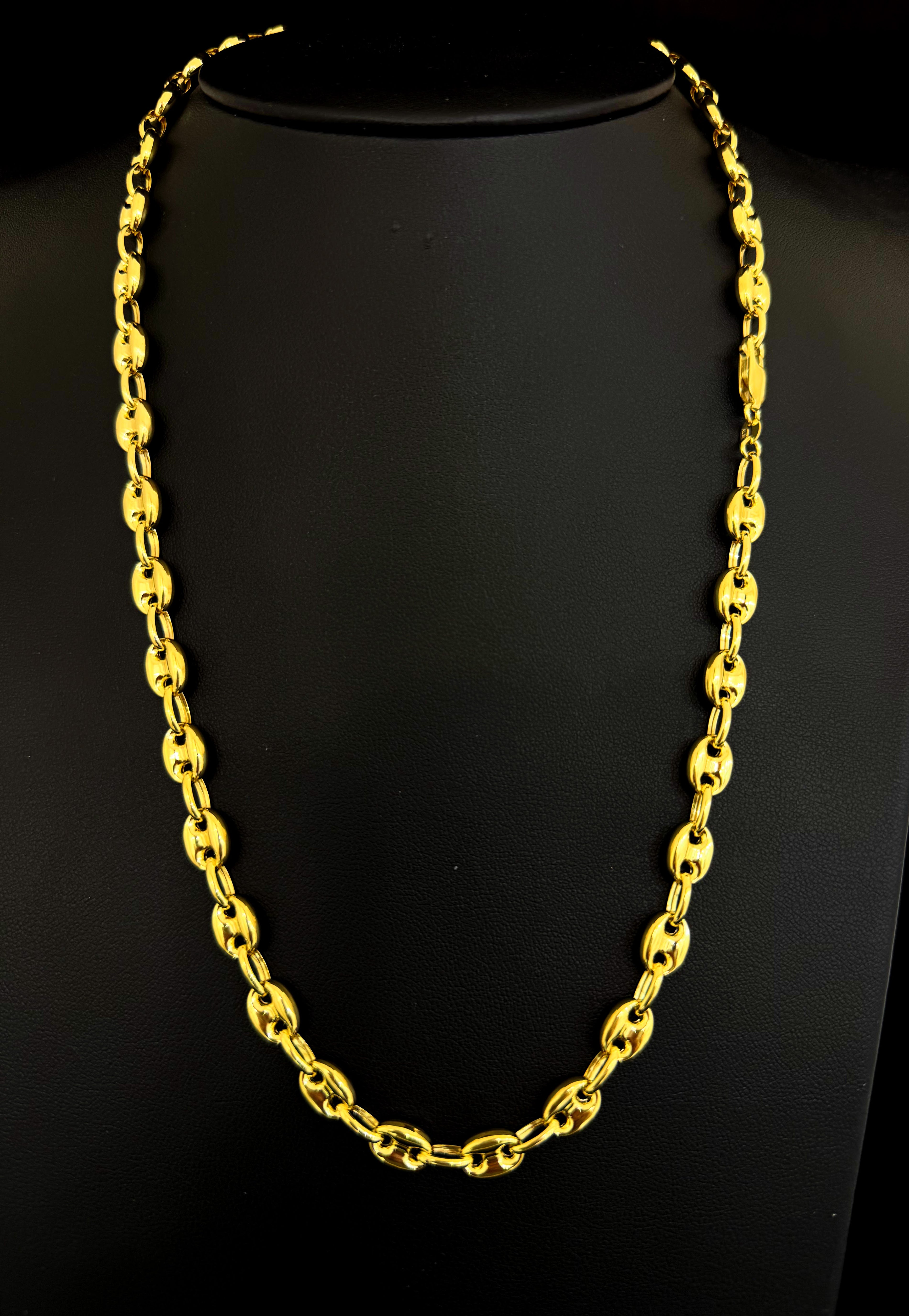 10k Gold Coffee Bean Chain 7.6mm