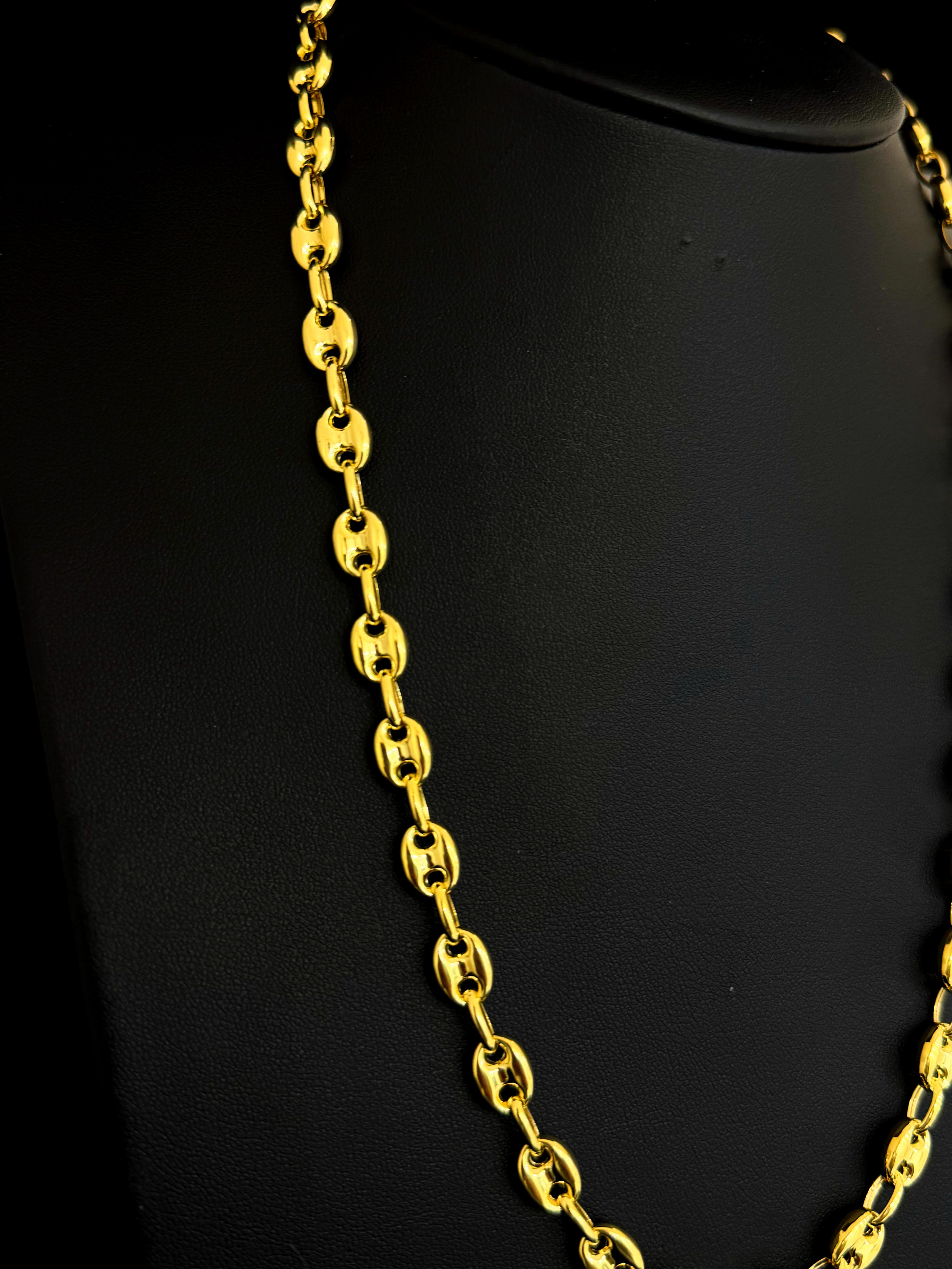 10k Gold Coffee Bean Chain 7.6mm