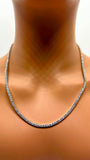 Collier tennis en or blanc 14 carats avec diamants de laboratoire ~3mm