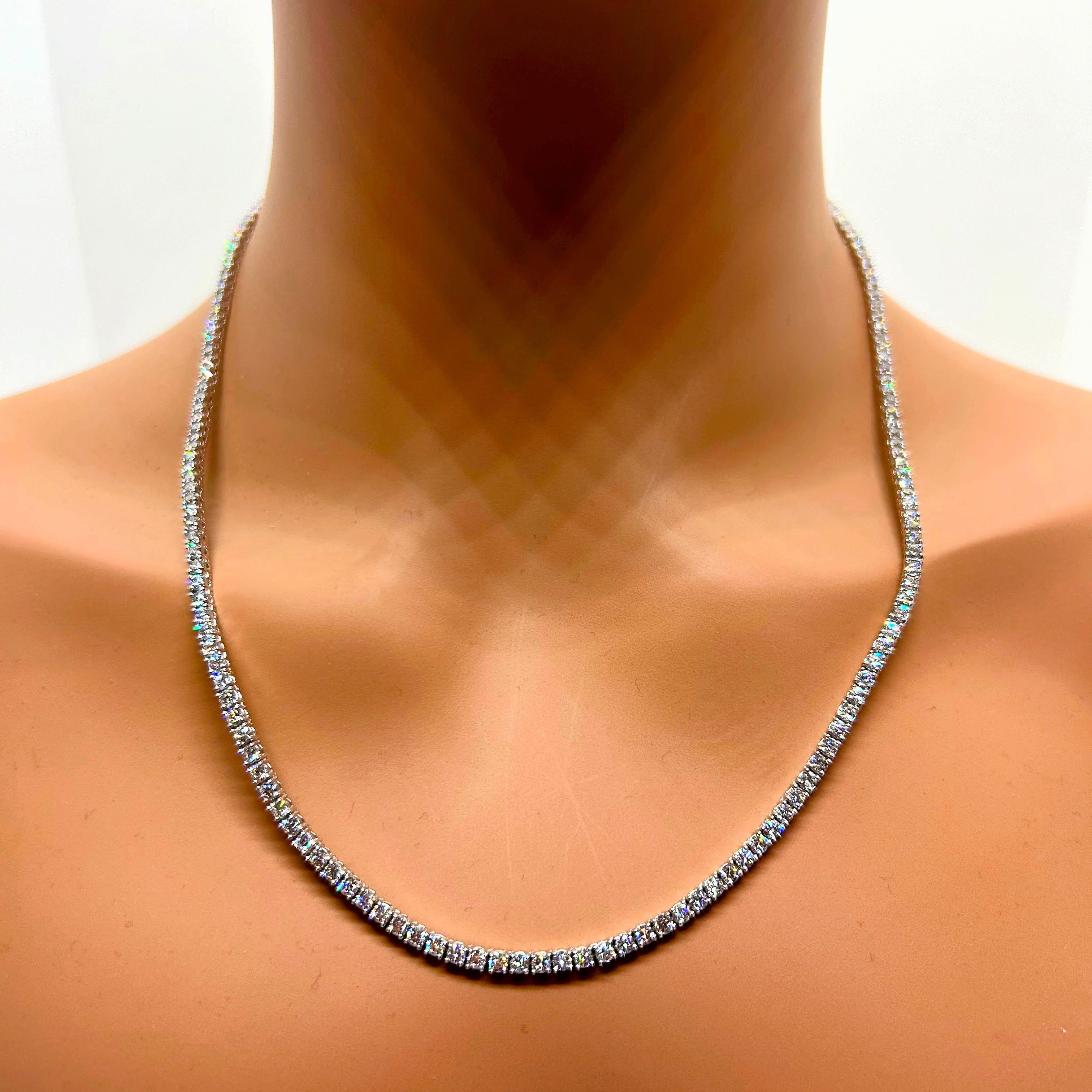 Collier tennis en or blanc 14 carats avec diamants de laboratoire ~3mm