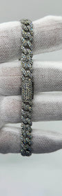 Bracelet cubain en or blanc 10K serti de diamants de laboratoire 8 mm