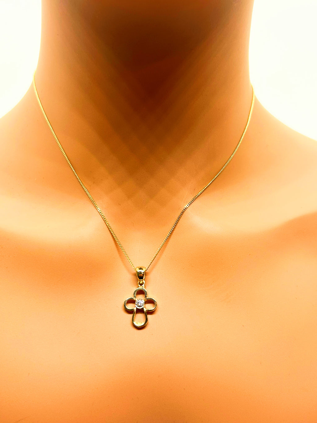 10k Gold Cross Necklace with Natural diamond