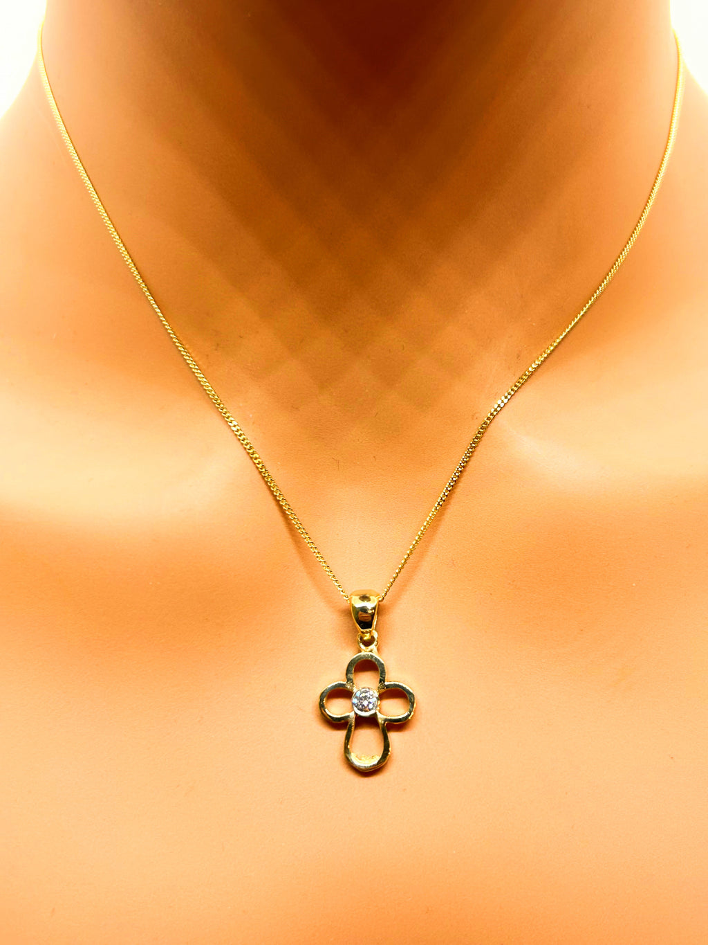 10k Gold Cross Necklace with Natural diamond