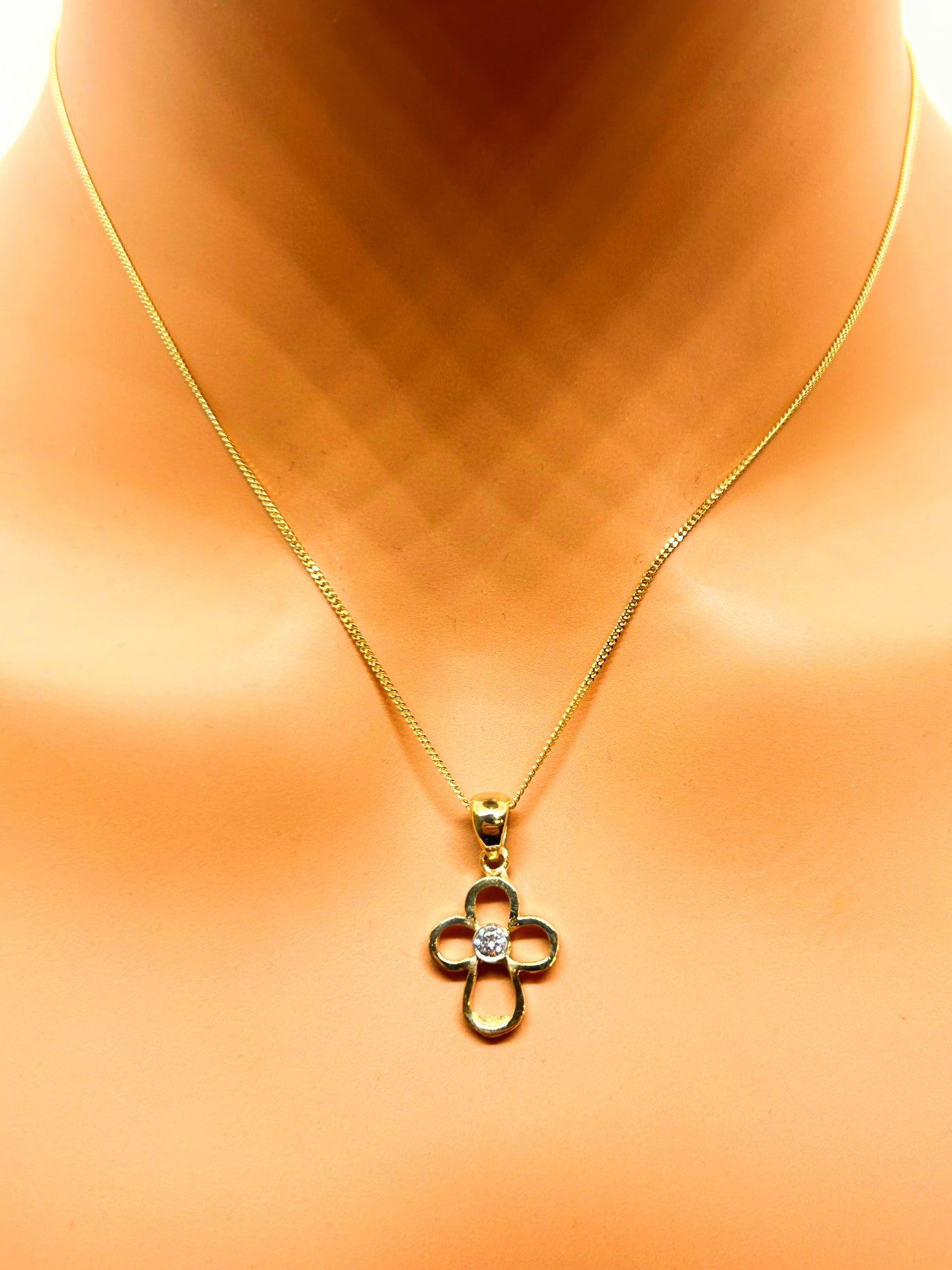 10k Gold Cross Necklace with Natural diamond