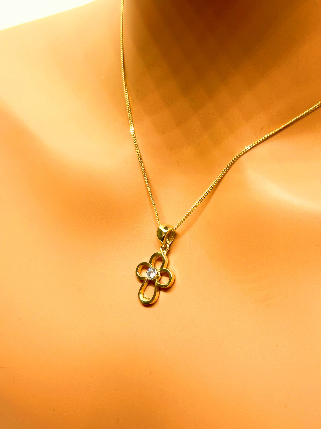 10k Gold Cross Necklace with Natural diamond