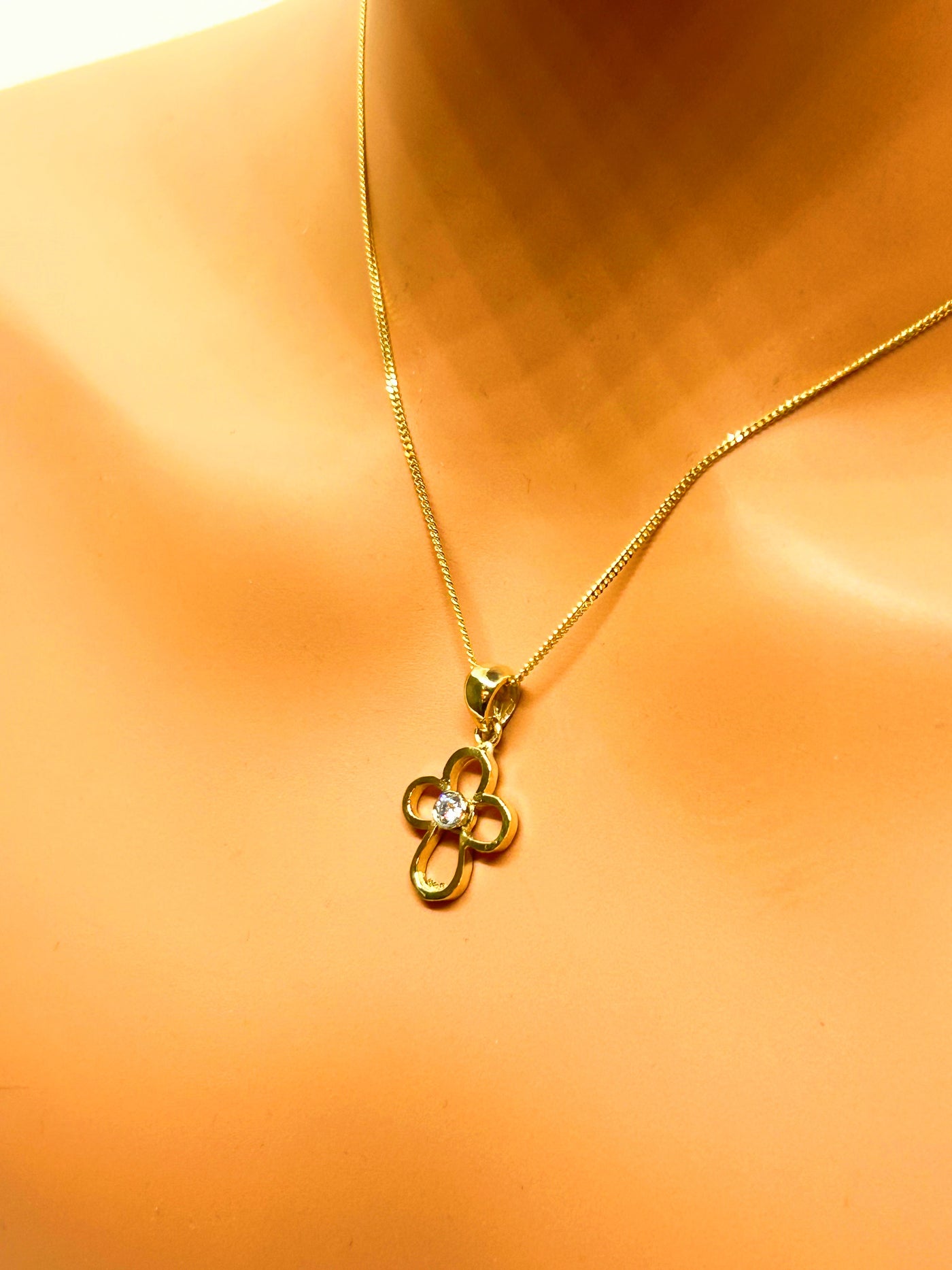 10k Gold Cross Necklace with Natural diamond