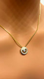 Collier fin en or 10 carats avec pendentif rond