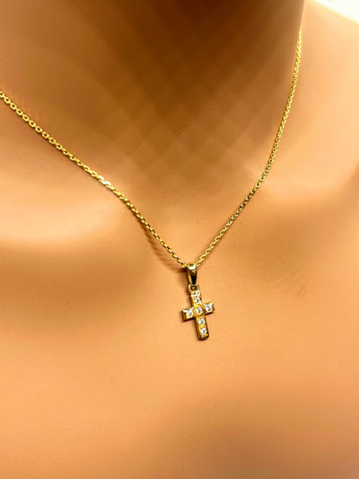 10k Gold Cross with Natural diamonds