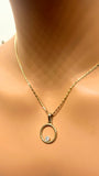 Collier en or 10 carats, pendentif rond avec diamant naturel