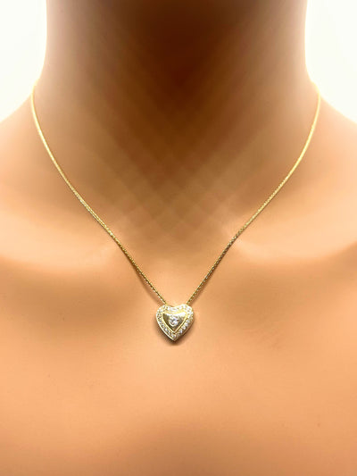 10k Gold Heart Necklace with Natural diamonds