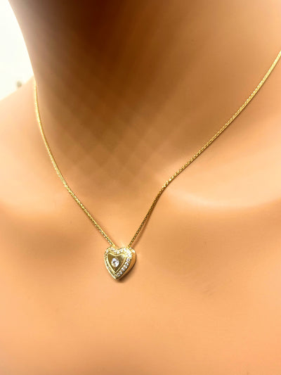 10k Gold Heart Necklace with Natural diamonds