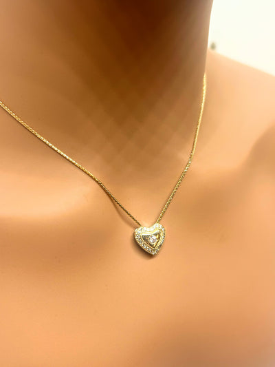10k Gold Heart Necklace with Natural diamonds