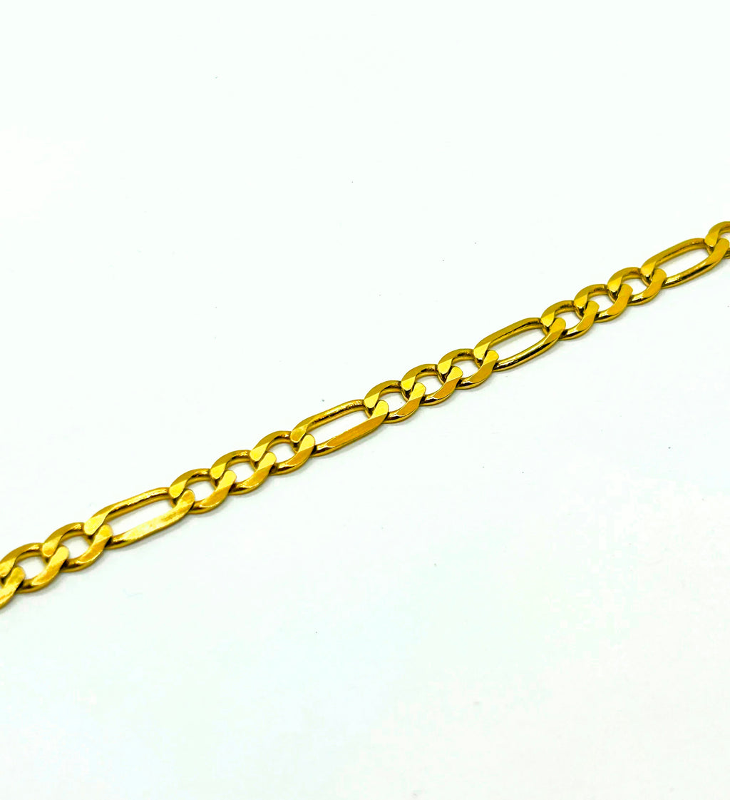 18k Gold Figaro Bracelet ~6mm wide