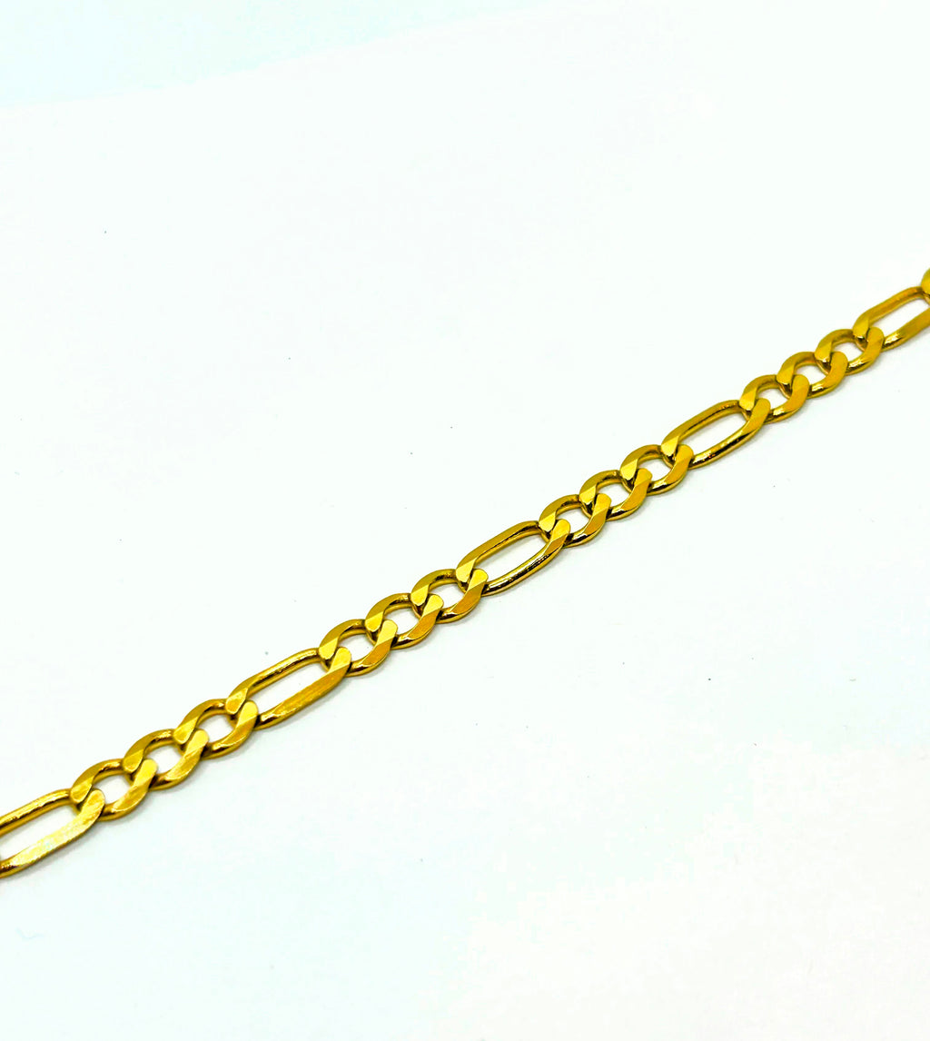 18k Gold Figaro Bracelet ~6mm wide