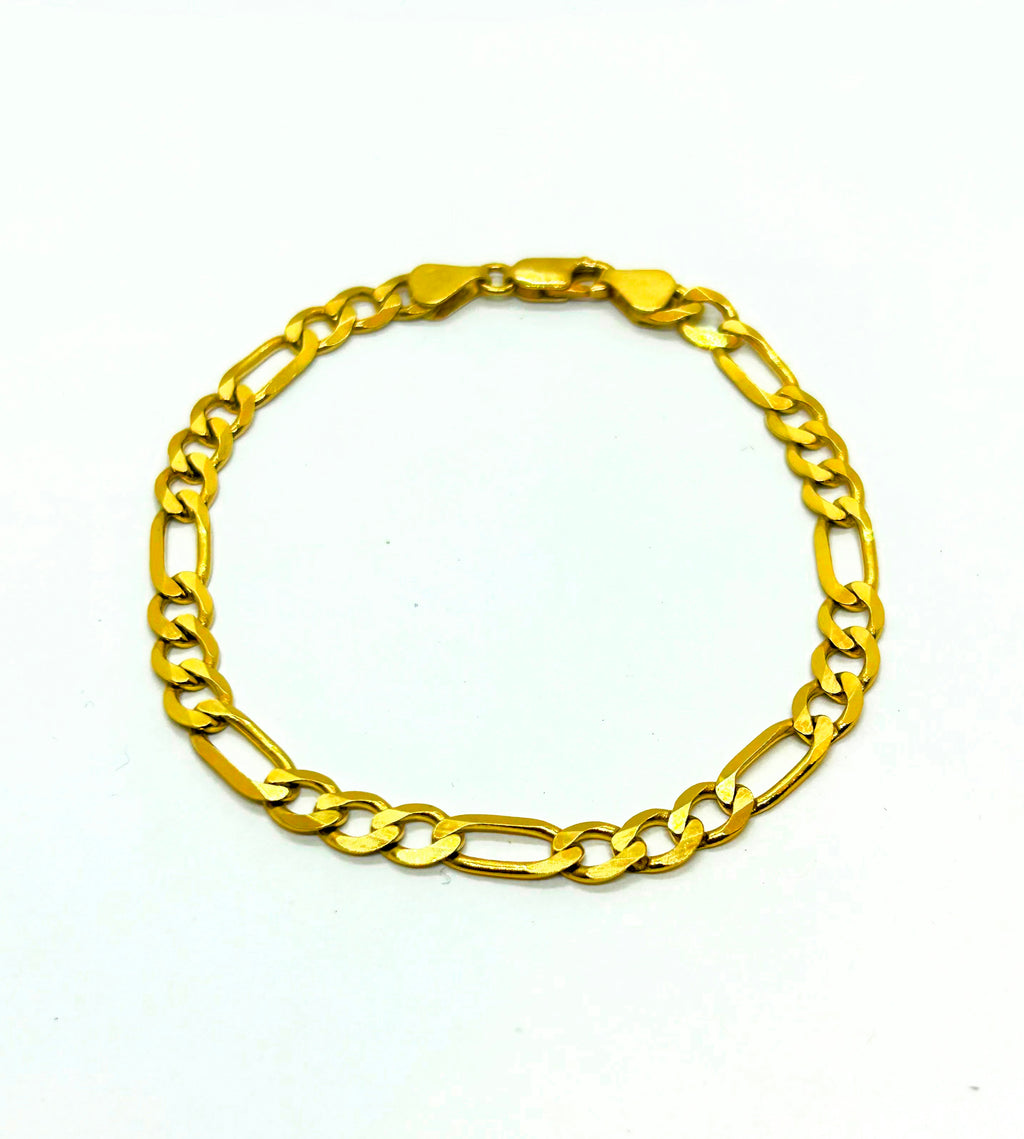 18k Gold Figaro Bracelet ~6mm wide