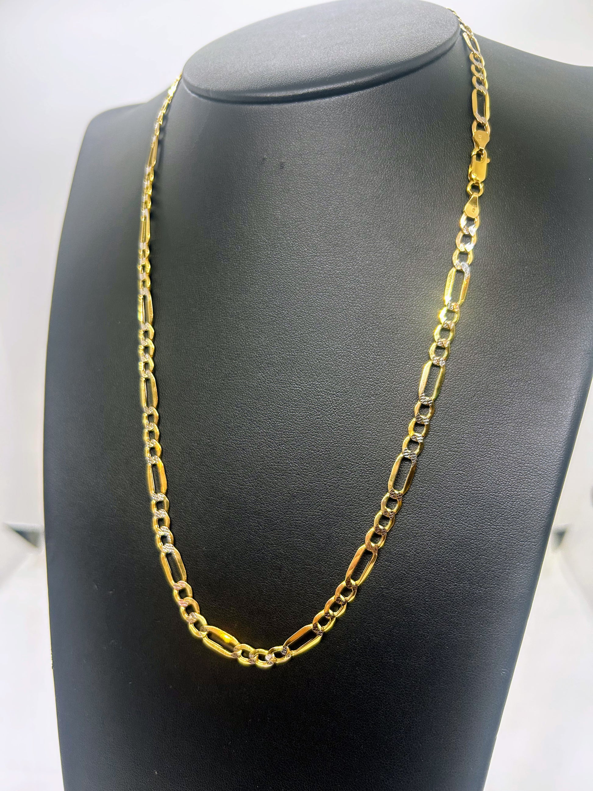 10k Gold Figaro chain with Diamond cut ~4.7mm
