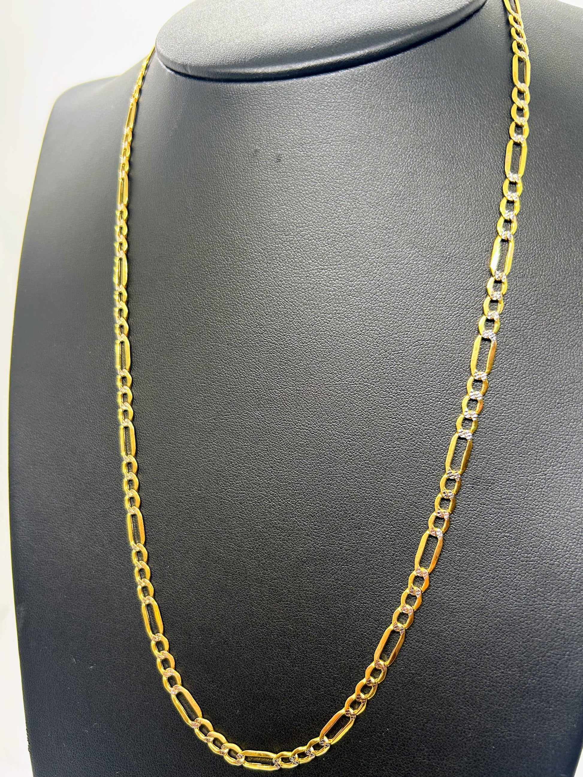 10k Gold Figaro chain with Diamond cut ~4.7mm
