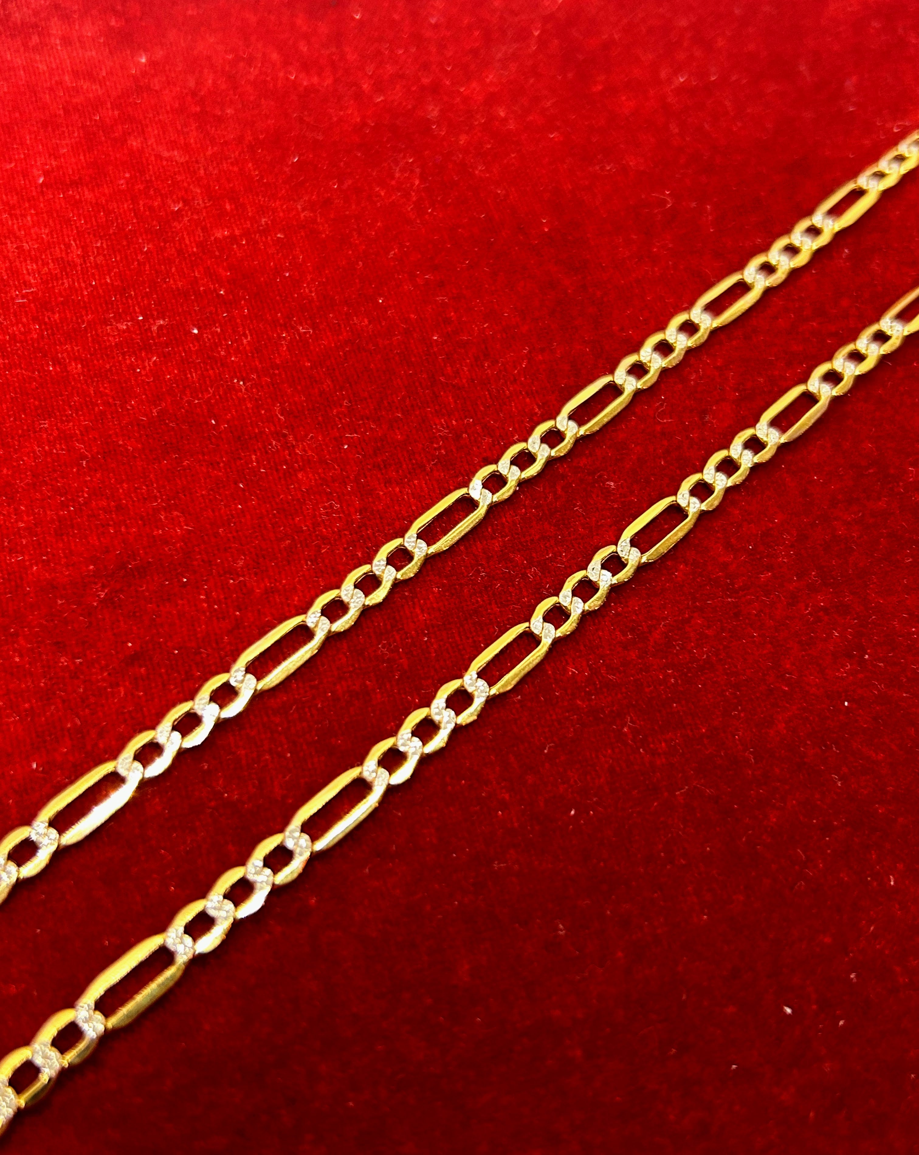 10k Gold Figaro chain with Diamond cut ~4.7mm