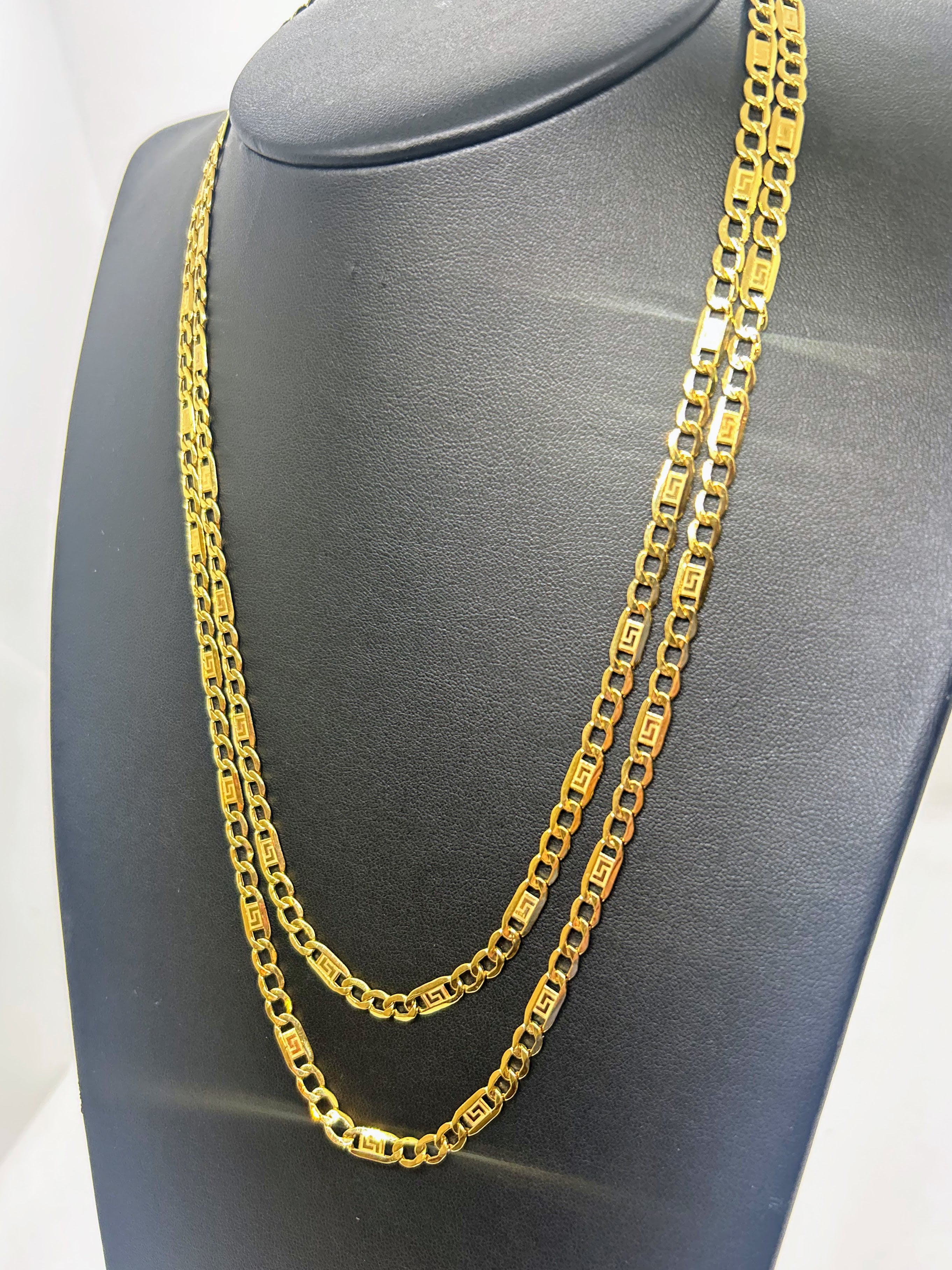 10k Gold Figaro Chain meander design ~4.7mm
