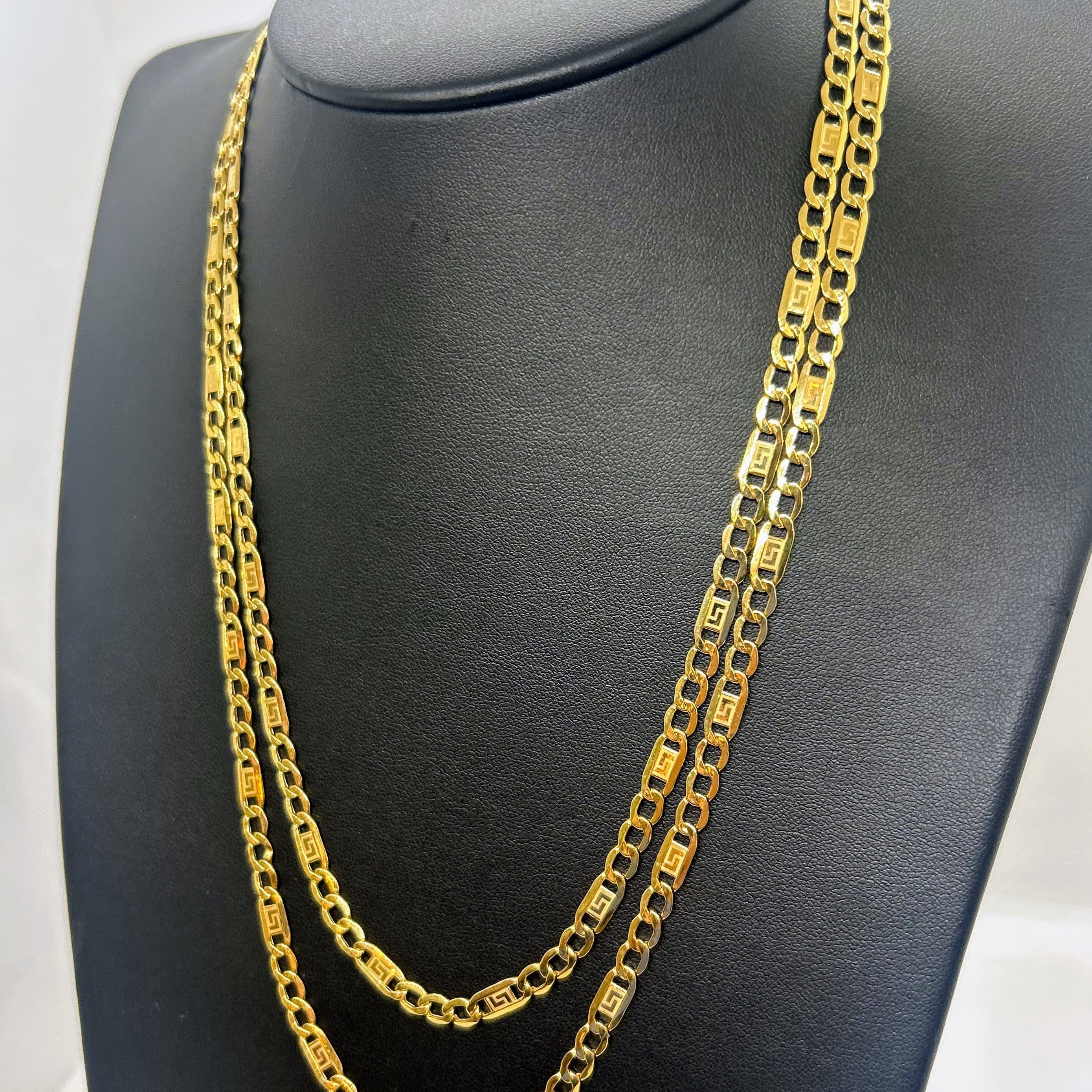 10k Gold Figaro Chain meander design ~4.7mm