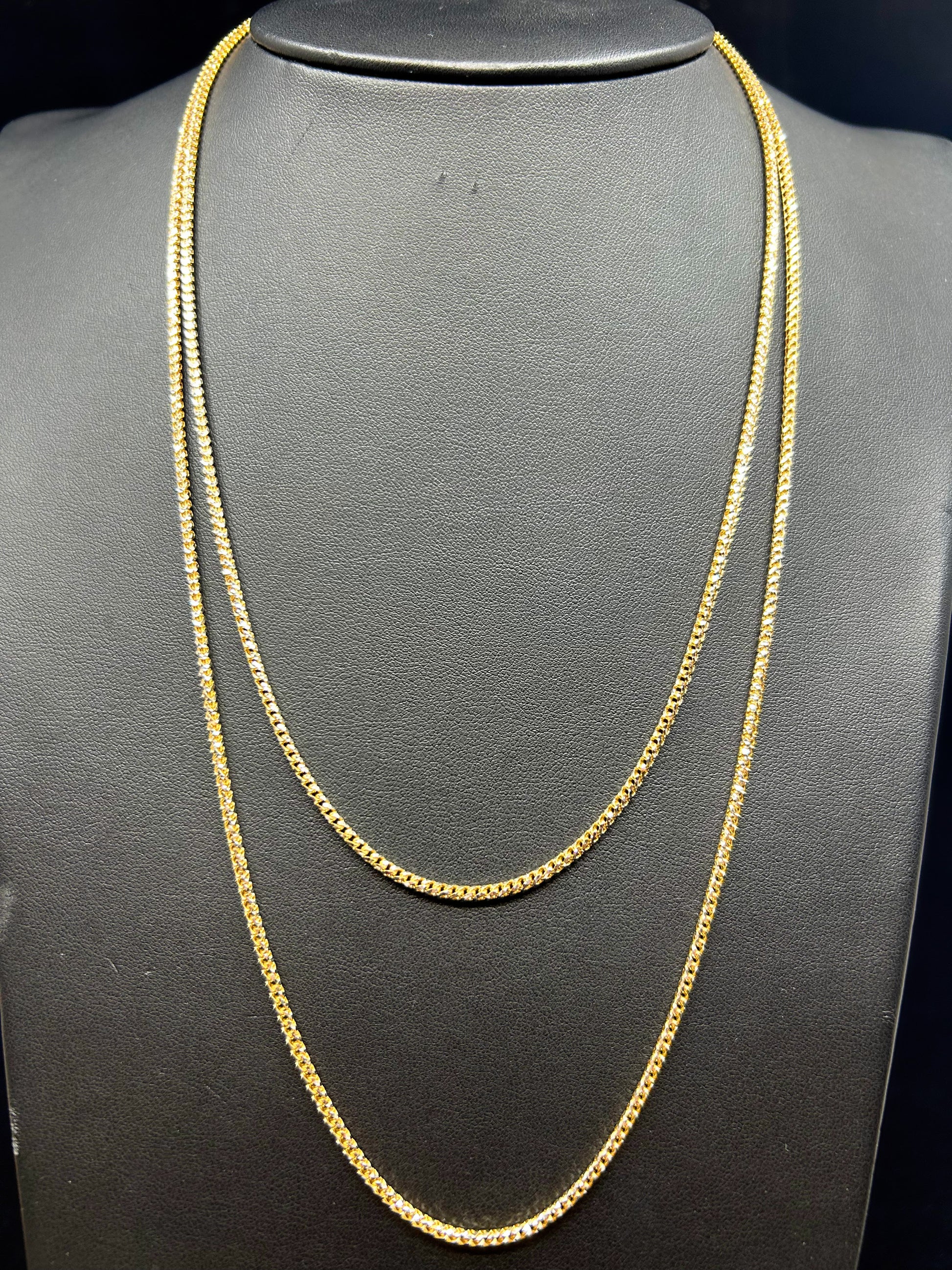 10k Solid Diamond cut Franco chain ~2.1mm