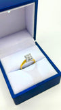 18k Gold Engagement Ring with 1ct VS1 clarity princess cut diamonds