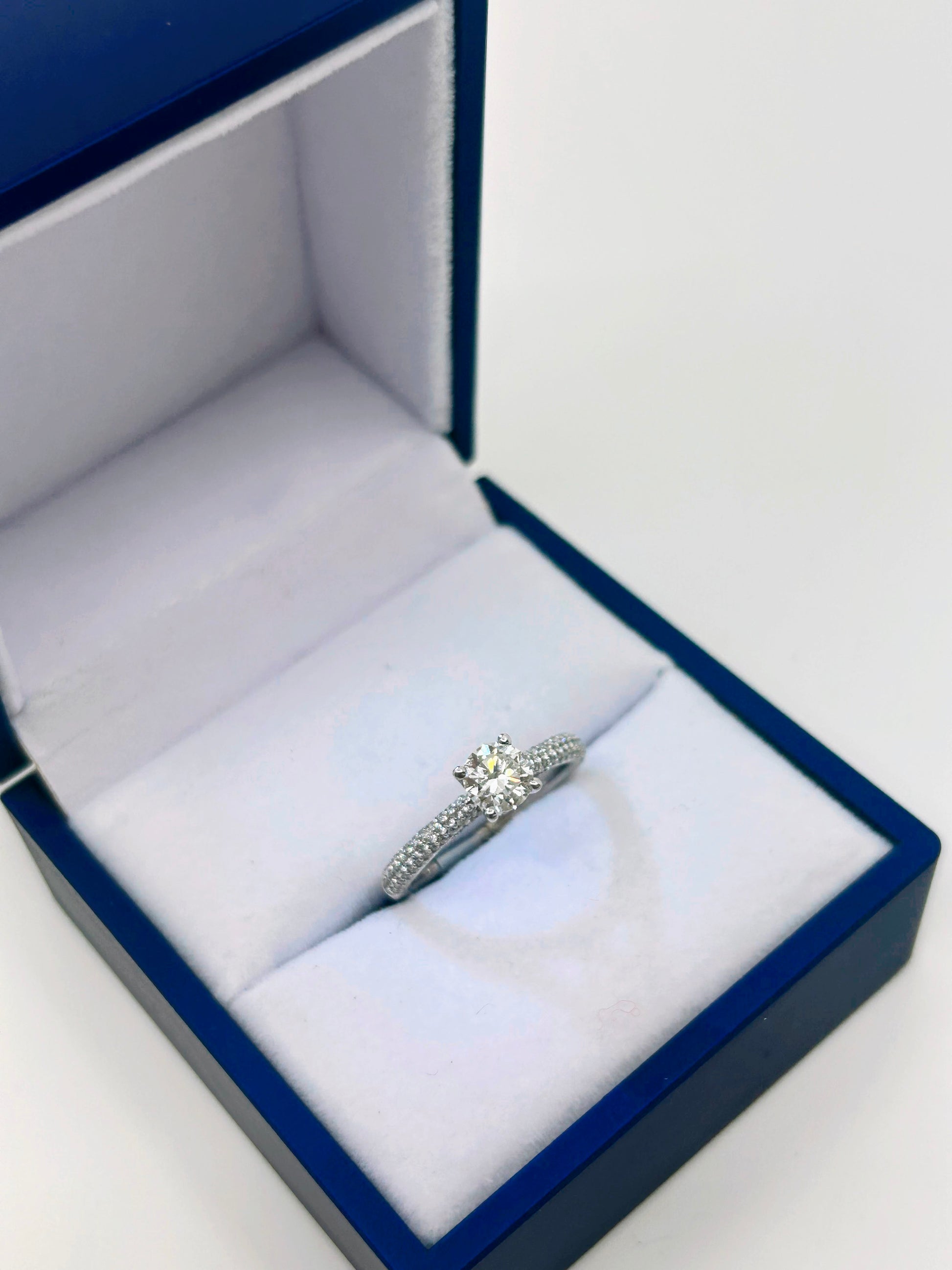 18k White Gold Micro Pavé Engagement Ring with 1.20ct Round cut Diamonds