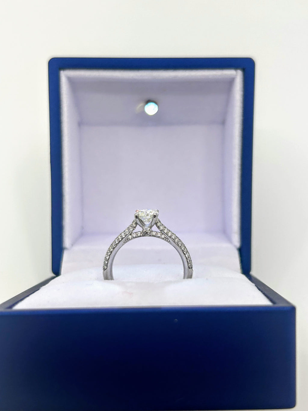 18k White Gold Micro Pavé Engagement Ring with 1.20ct Round cut Diamonds