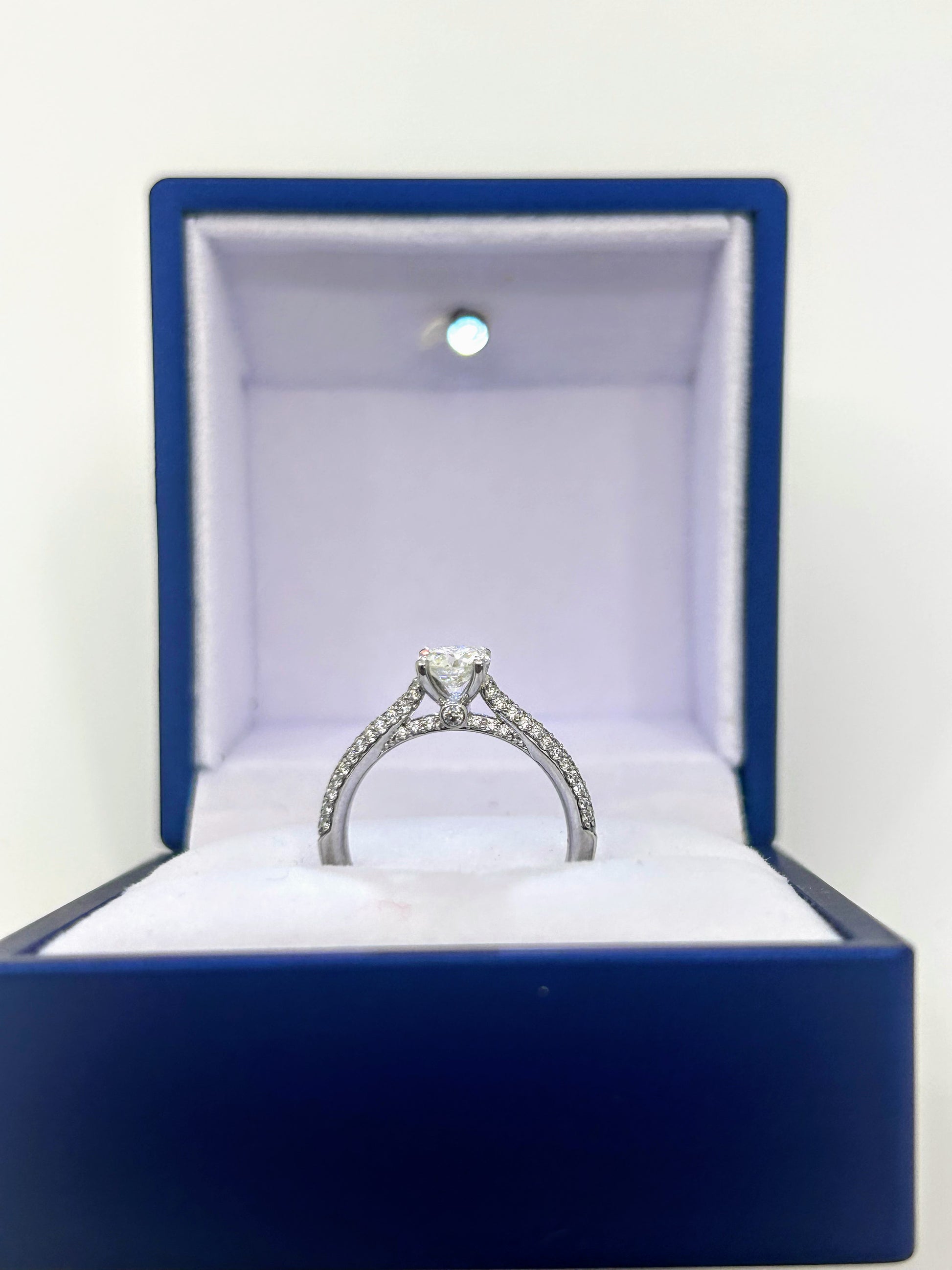 18k White Gold Micro Pavé Engagement Ring with 1.20ct Round cut Diamonds