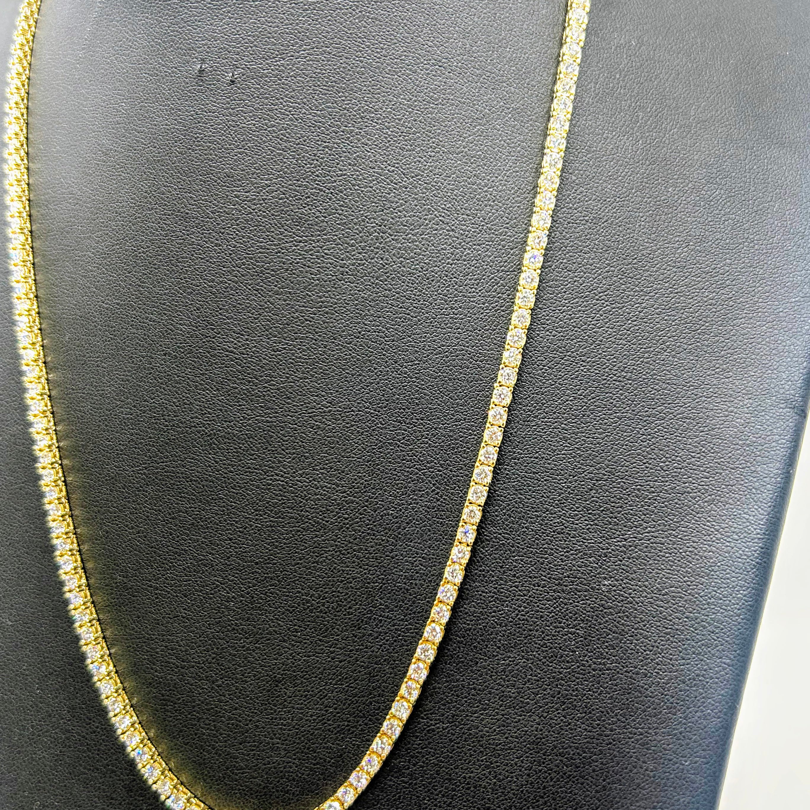10k Gold Tennis Necklace 5 pointer Lab Diamonds