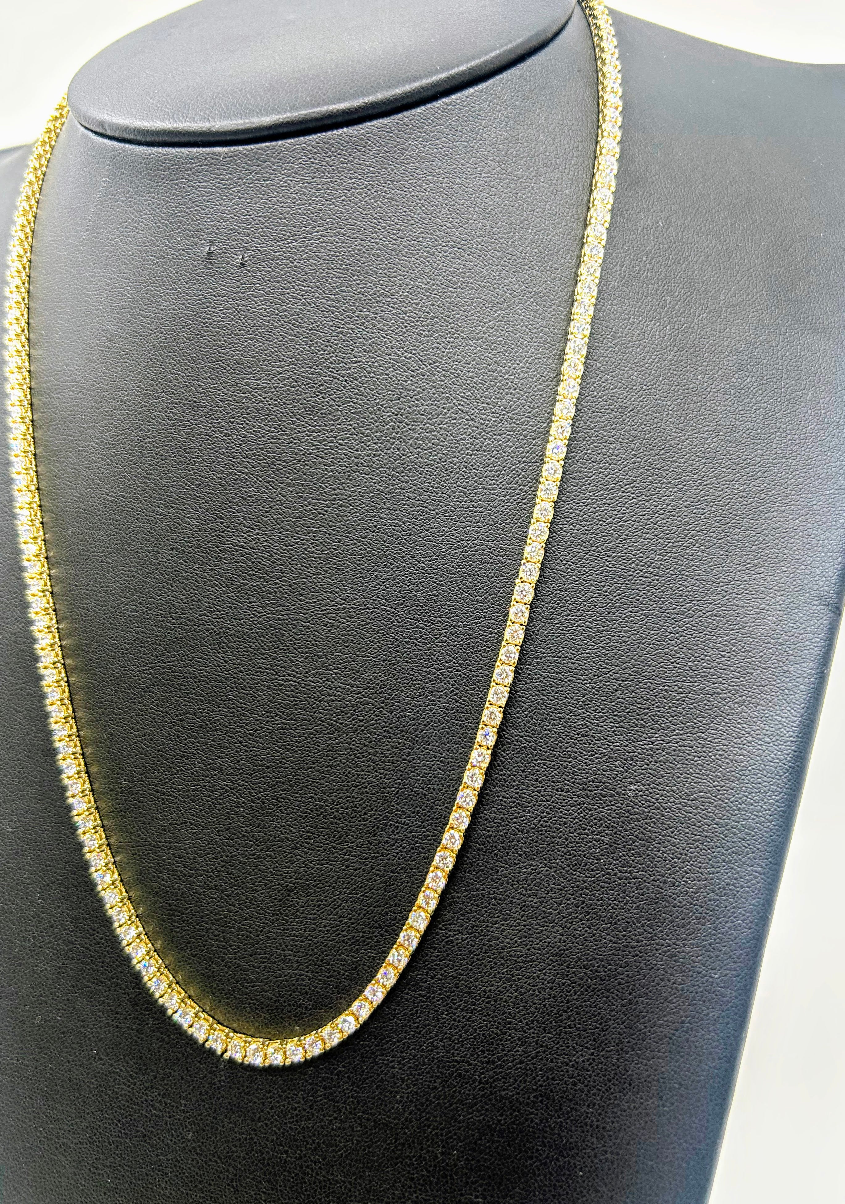 10k Gold Tennis Necklace 5 pointer Lab Diamonds