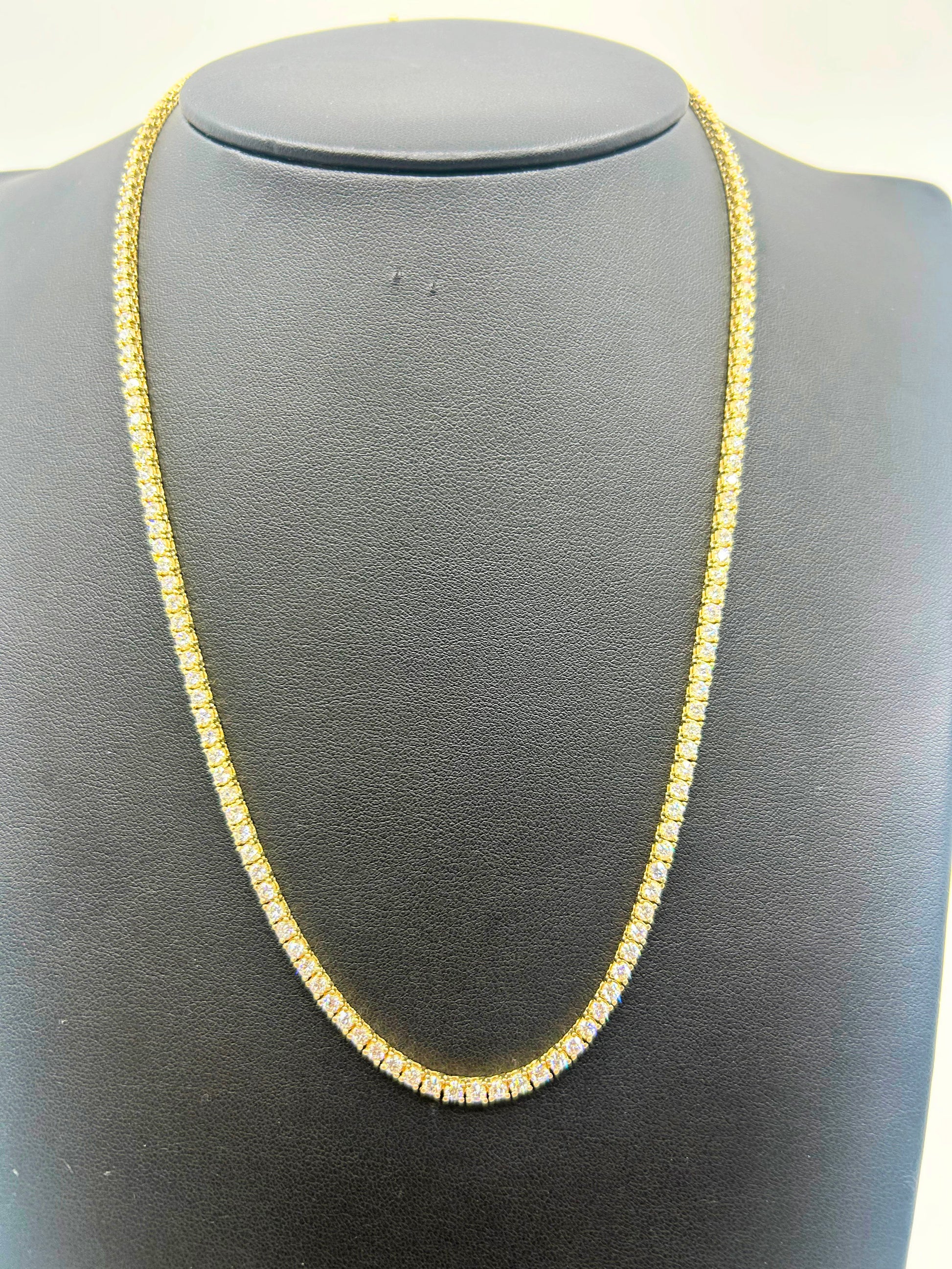 10k Gold Tennis Necklace 5 pointer Lab Diamonds