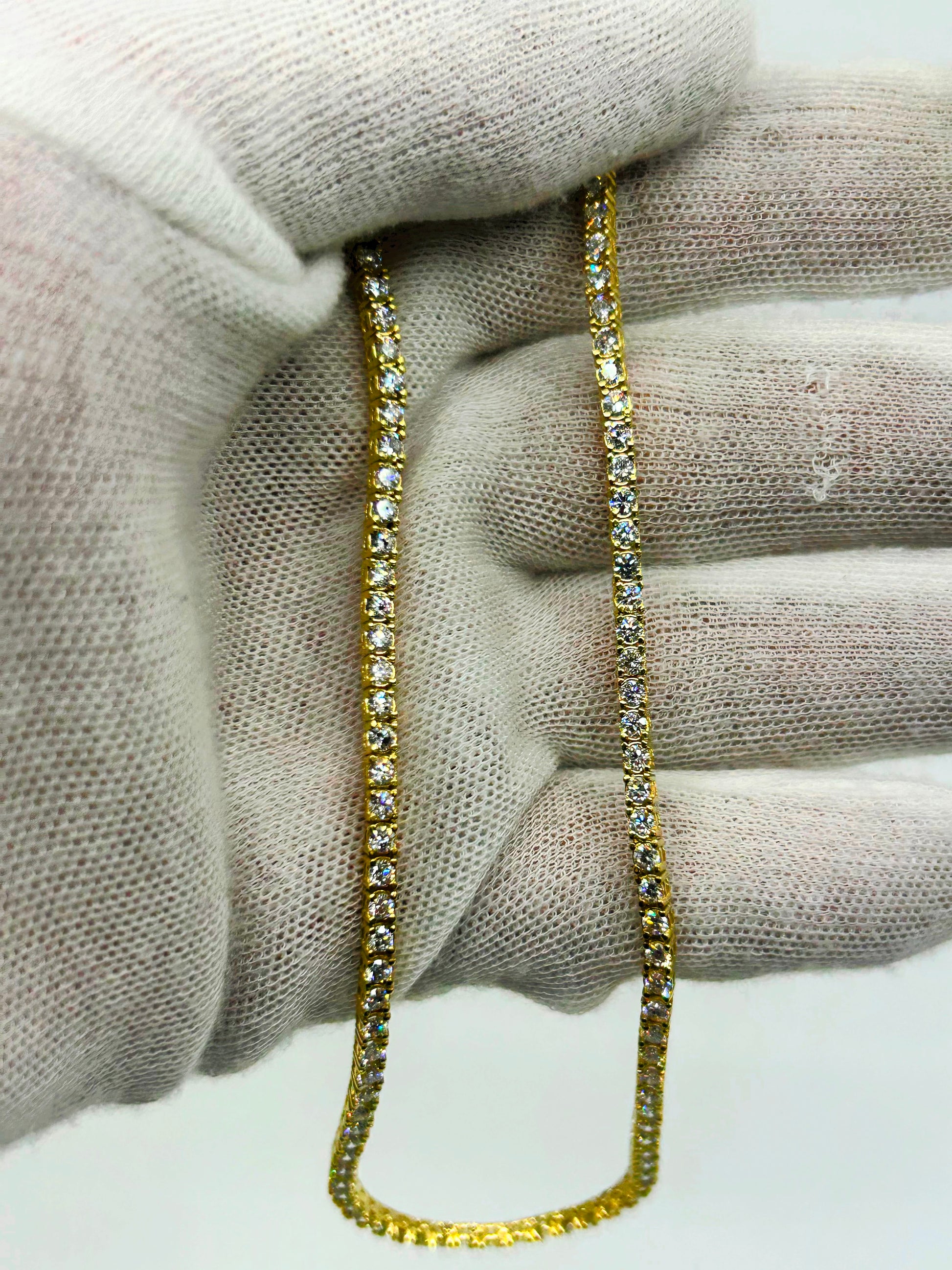 10k Gold Tennis Necklace 5 pointer Lab Diamonds