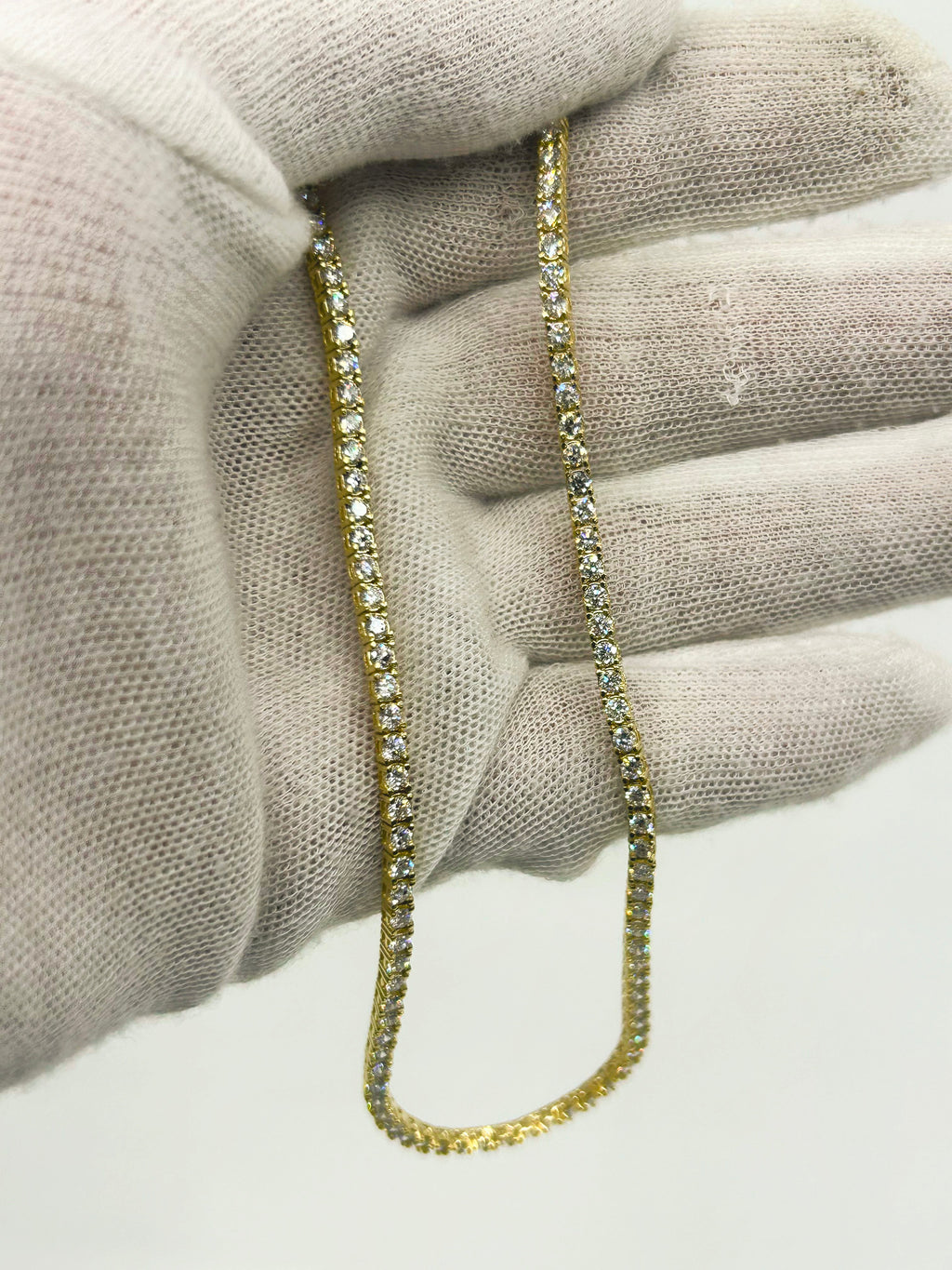 10k Gold Tennis Necklace 5 pointer Lab Diamonds