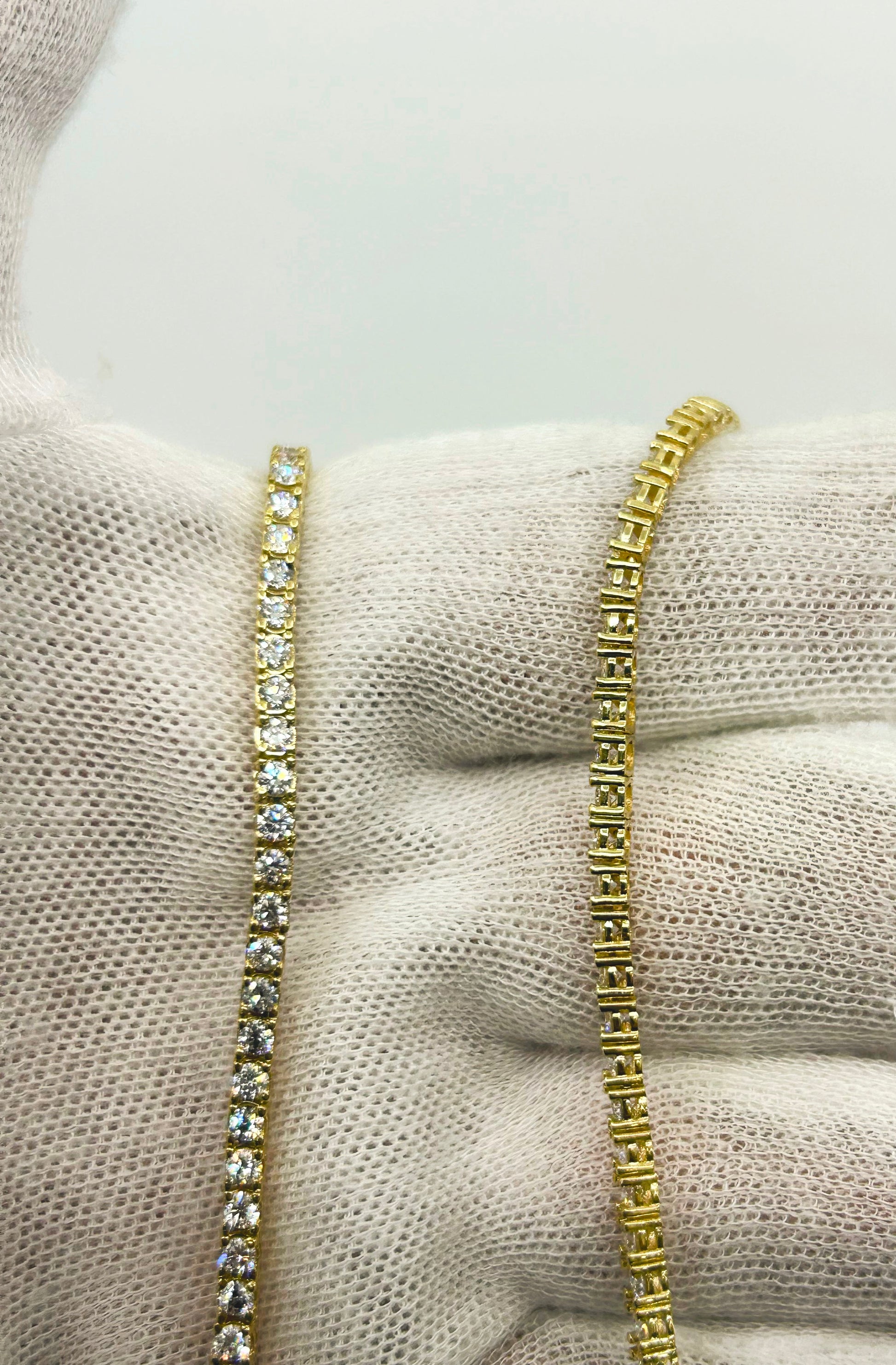 10k Gold Tennis Necklace 5 pointer Lab Diamonds