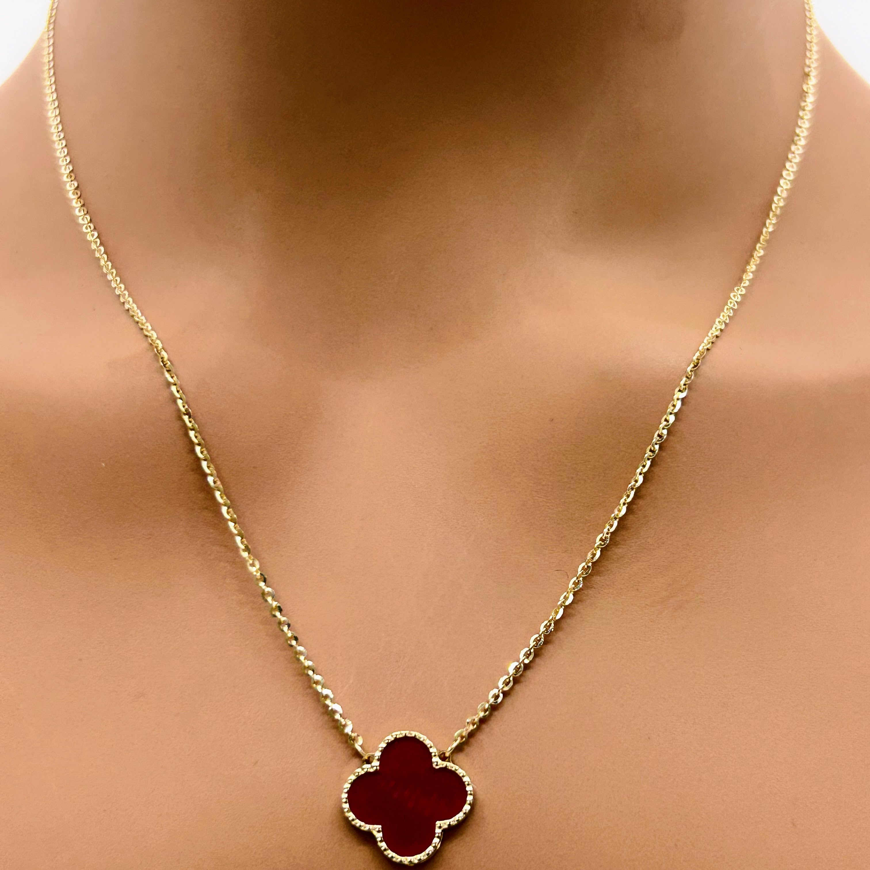 Red Clover Leaf Necklace