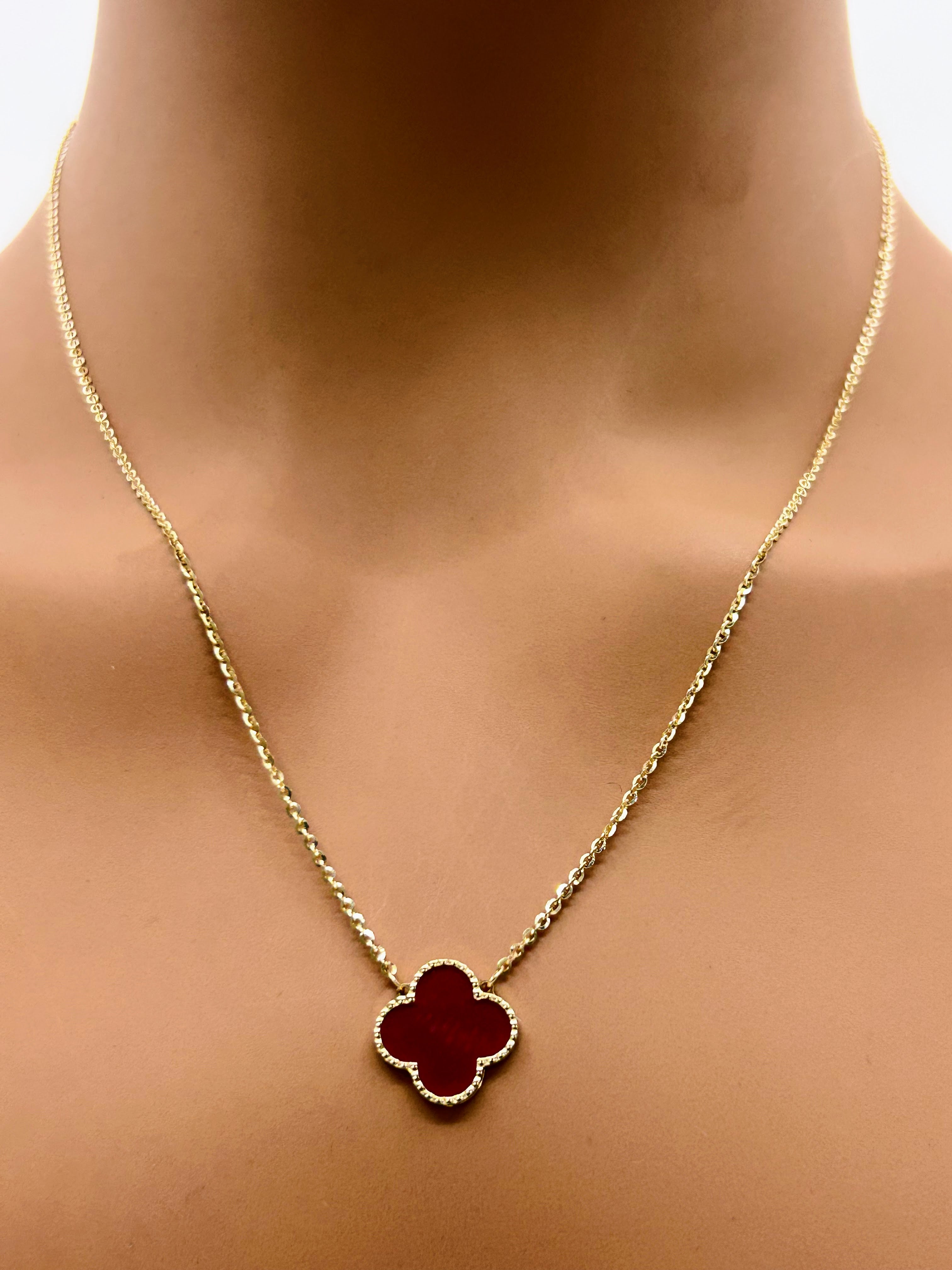 Red Clover Leaf Necklace