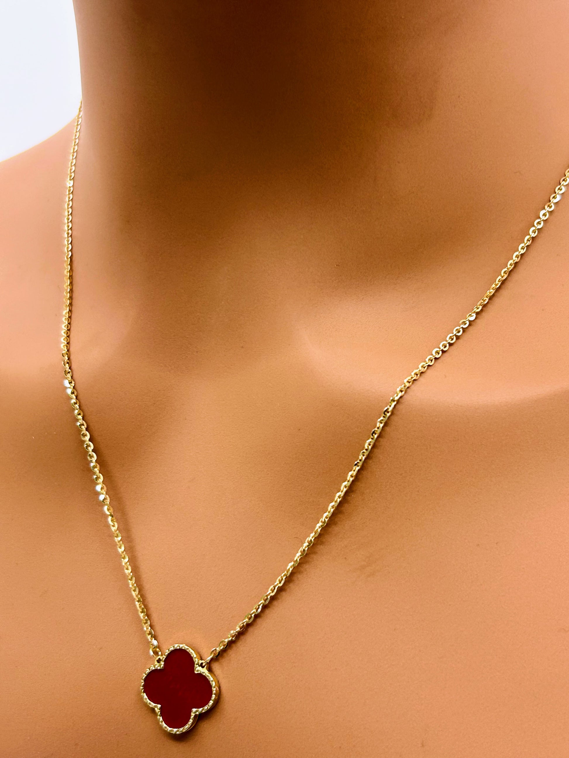 Red Clover Leaf Necklace