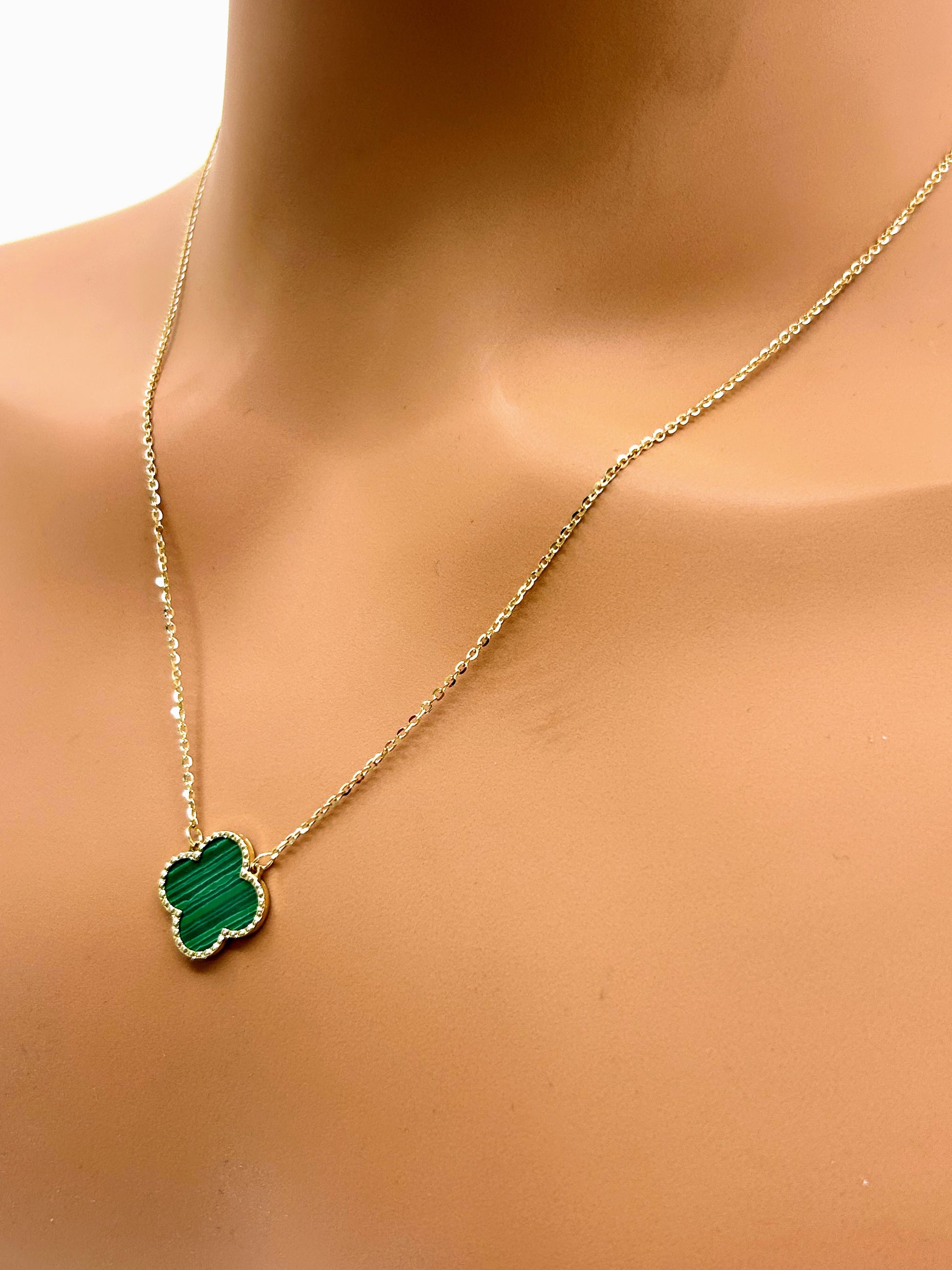 Green Malachite Clover Necklace