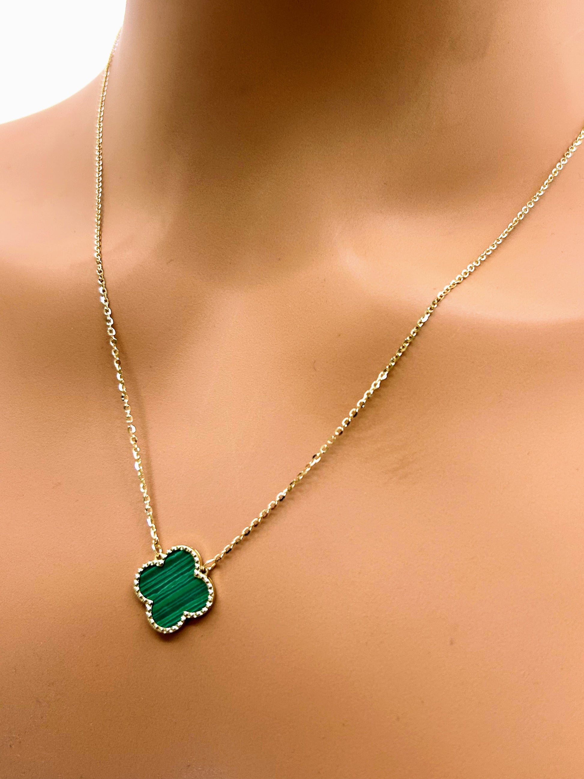 Green Malachite Clover Necklace