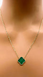 Green Malachite Clover Necklace