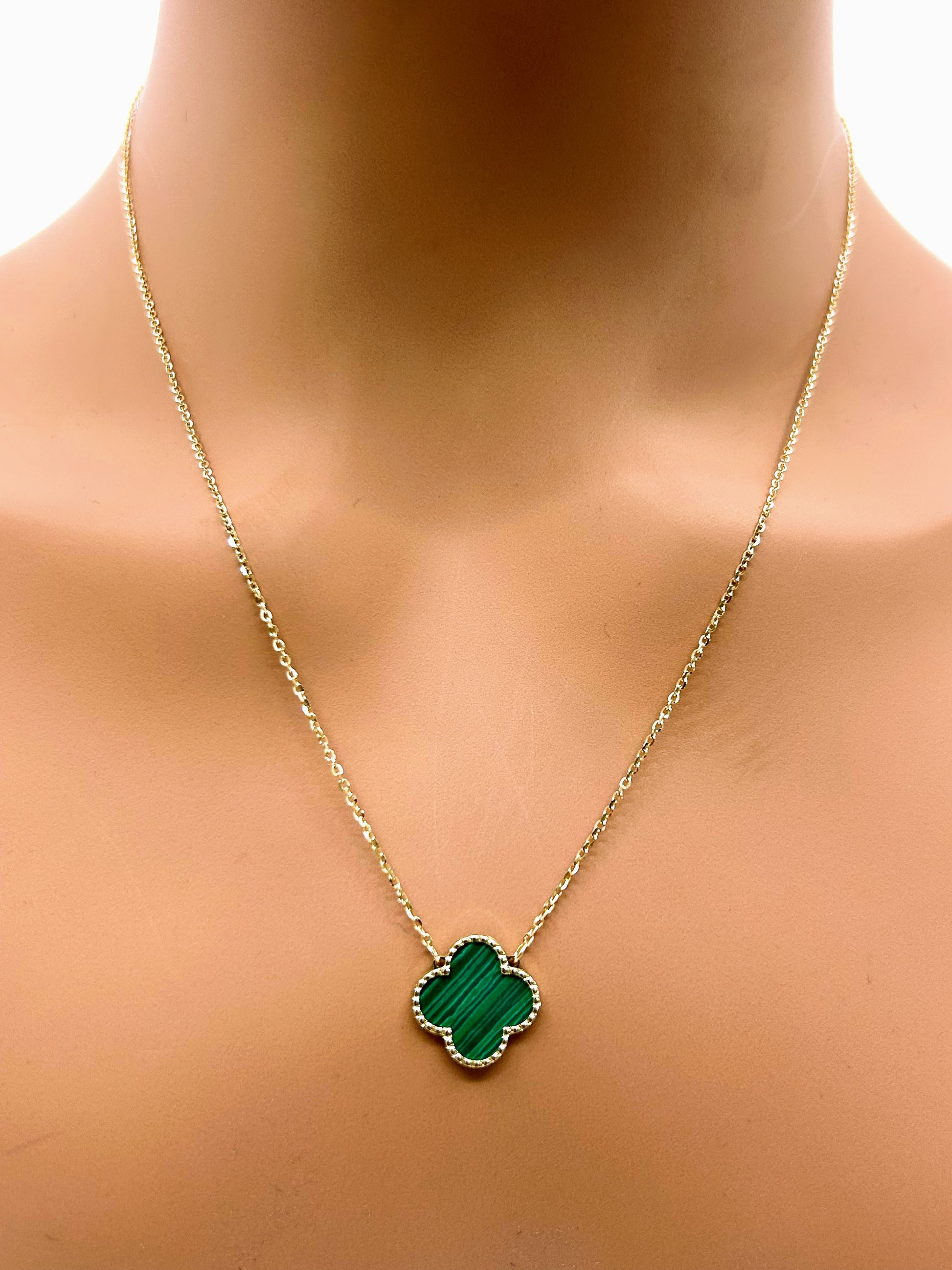Green Malachite Clover Necklace
