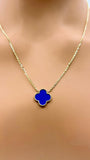 Dark Blue Lapis Lazuli Clover Leaf Necklace