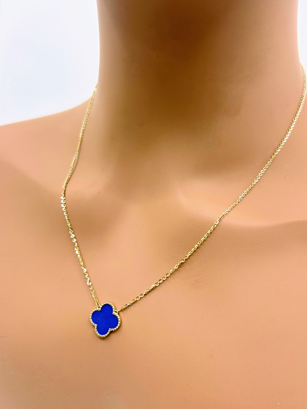 Dark Blue Lapis Lazuli Clover Leaf Necklace