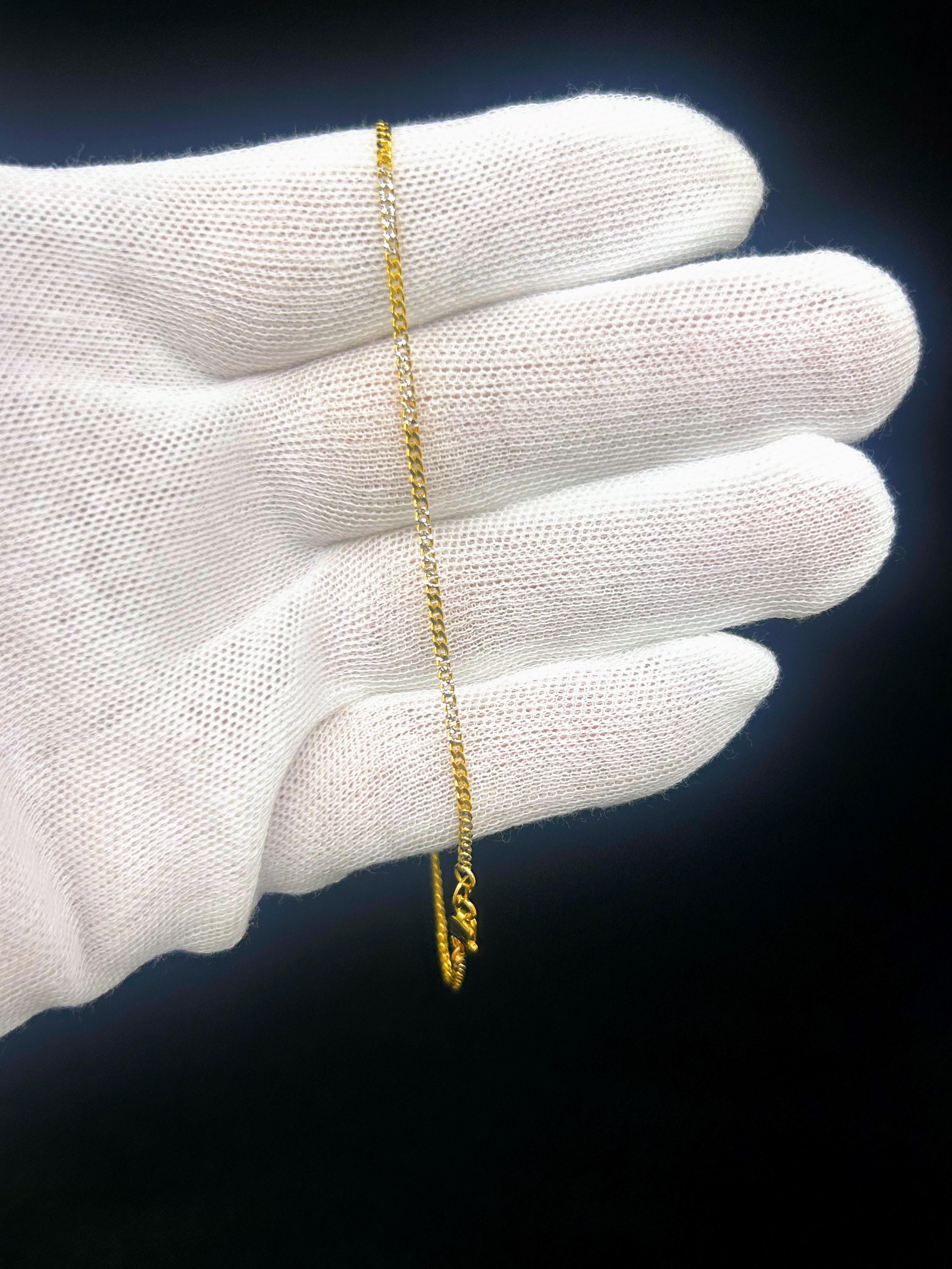 10k Gold Curb Bracelet 2 tone