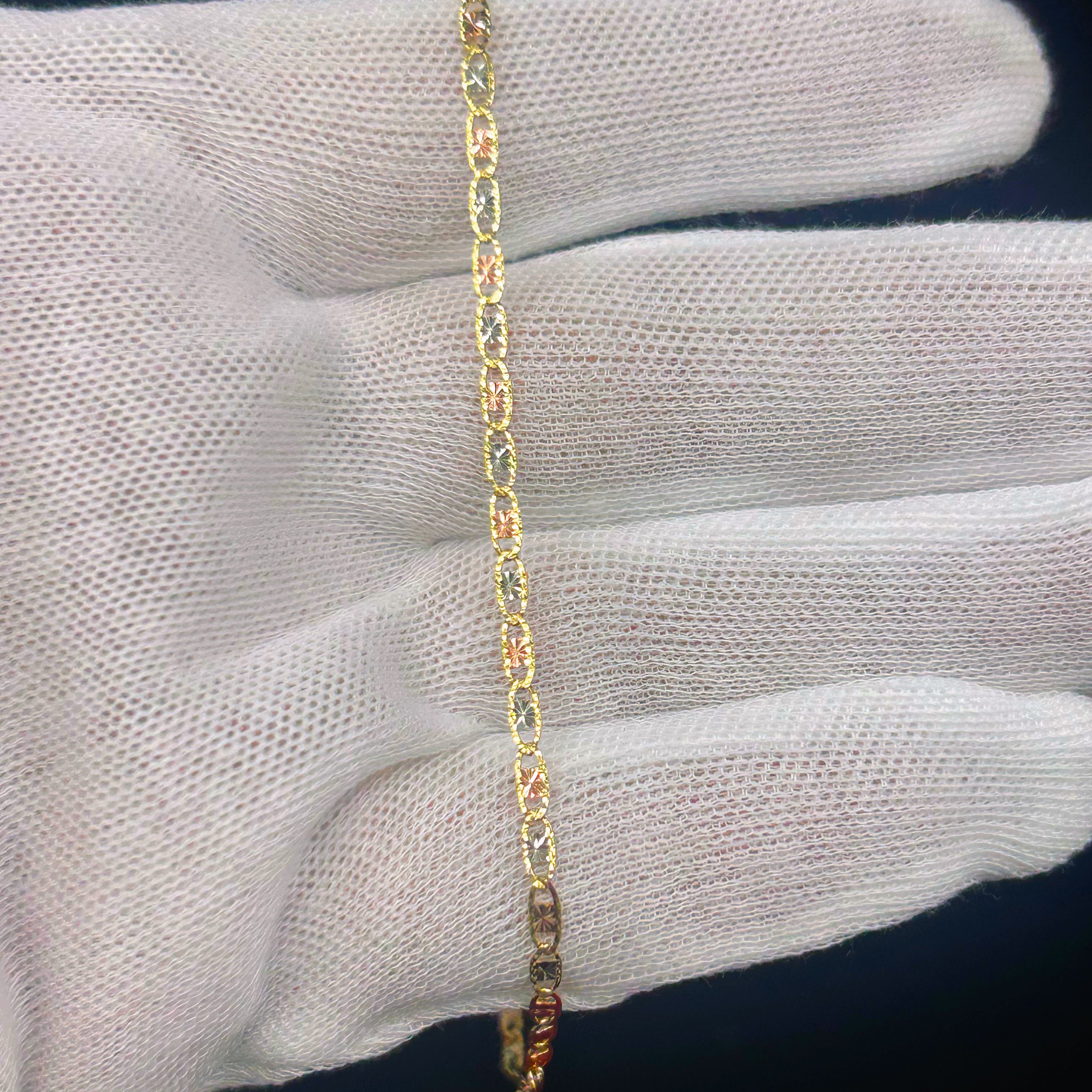 Bracelet/Chaîne de cheville Or 10K Maillon Marine Taille Diamant Trois Tons