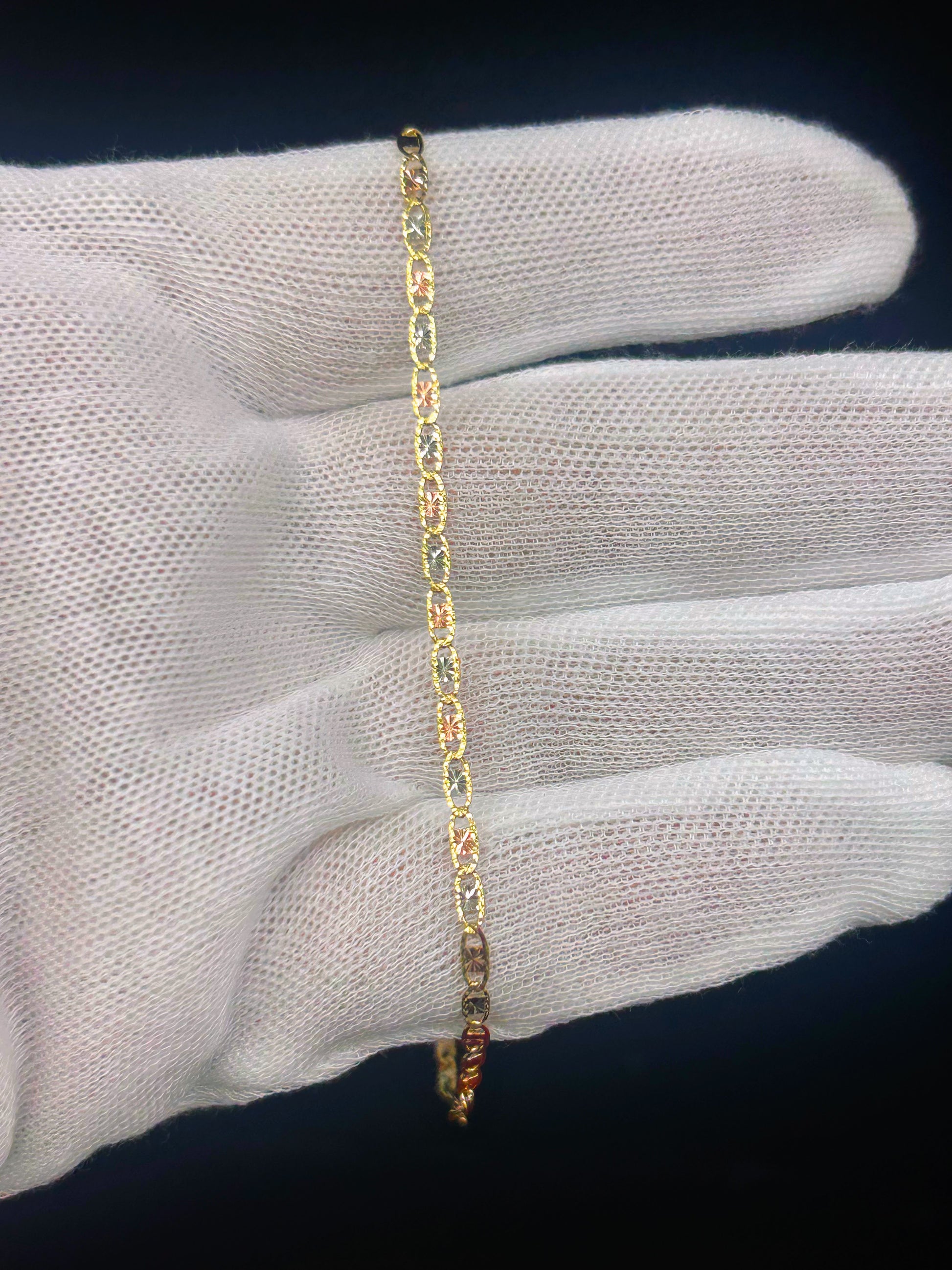 10k Gold Mariner Diamond cut Bracelet/Anklet Three tone