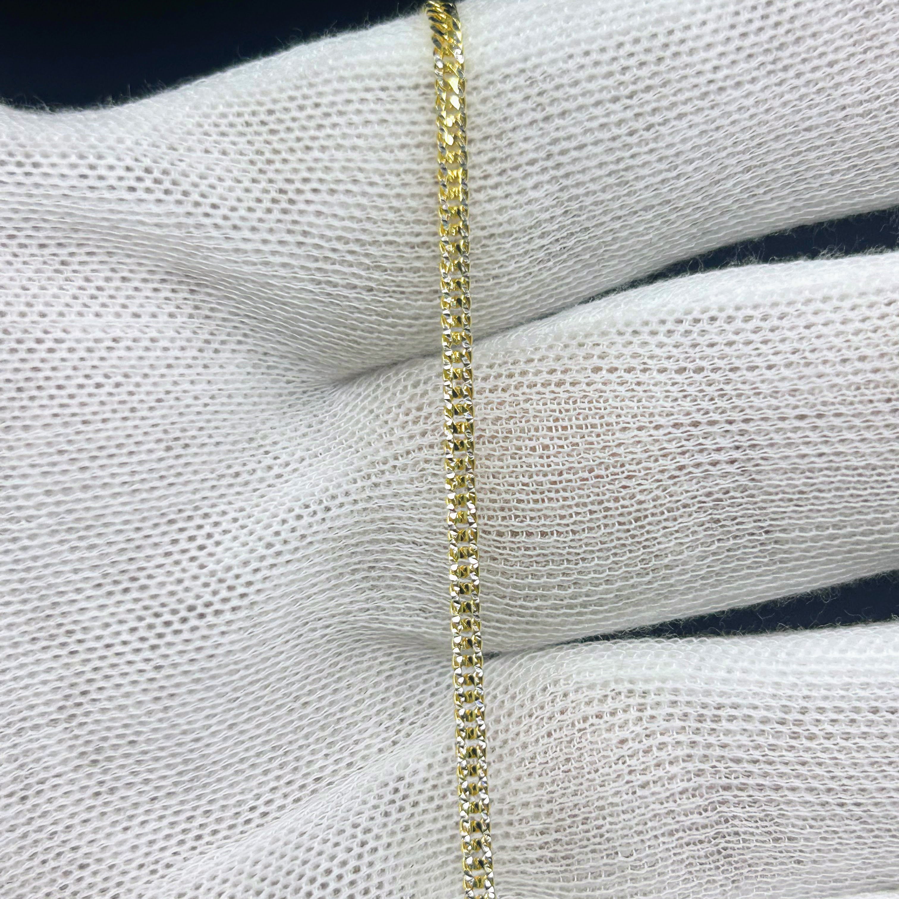 Bracelet/Chaîne de cheville double ton en Or 10k maille gourmette serrée, taillé diamant