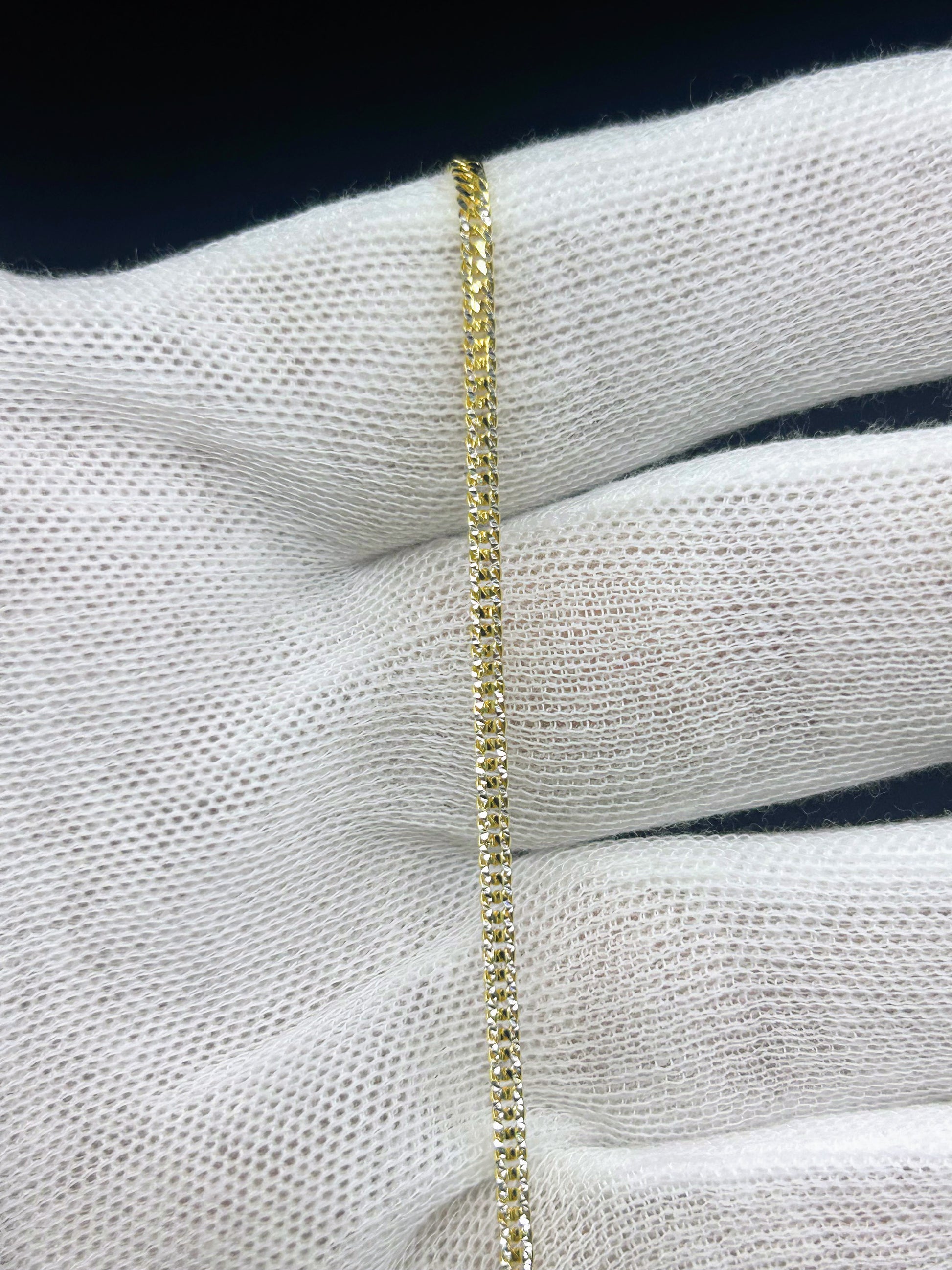 10k Gold Tight Curb link two tone Diamond cut Bracelet/Anklet