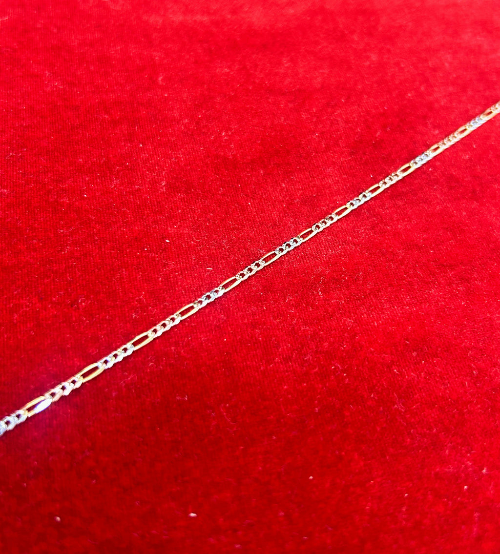 10k Gold Three tone Figaro Bracelet/Anklet